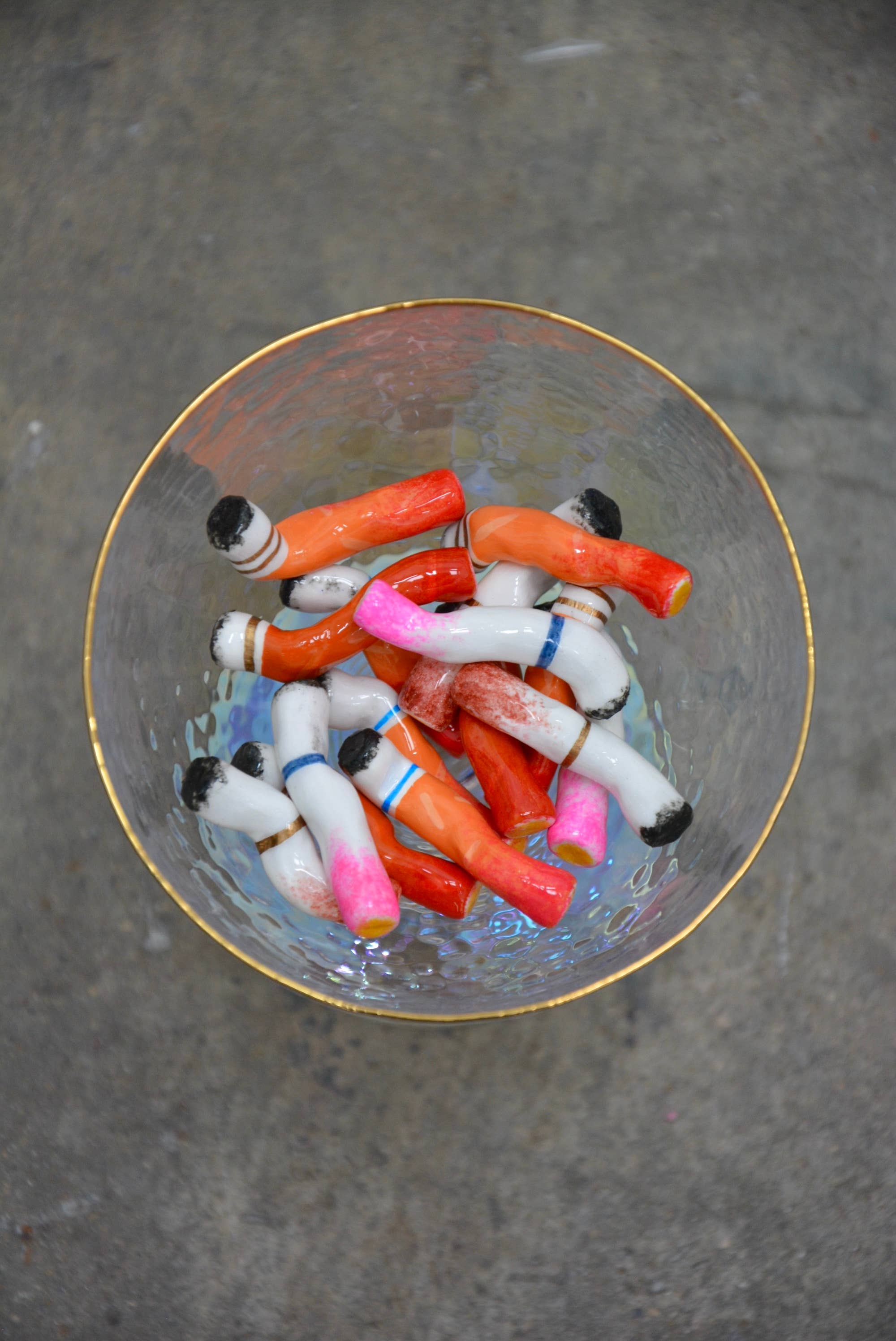 LIPSTICK STAINED CERAMIC CIGARETTES - SET OF 5