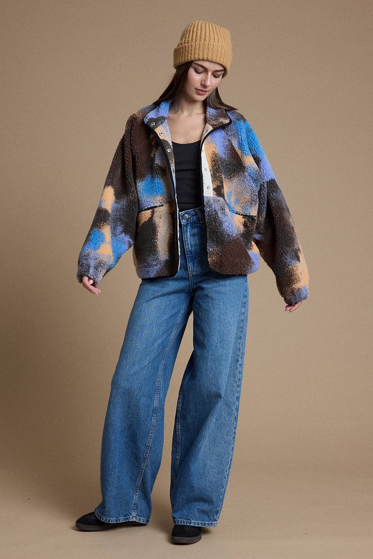 Abstract Sherpa Fleece Jacket