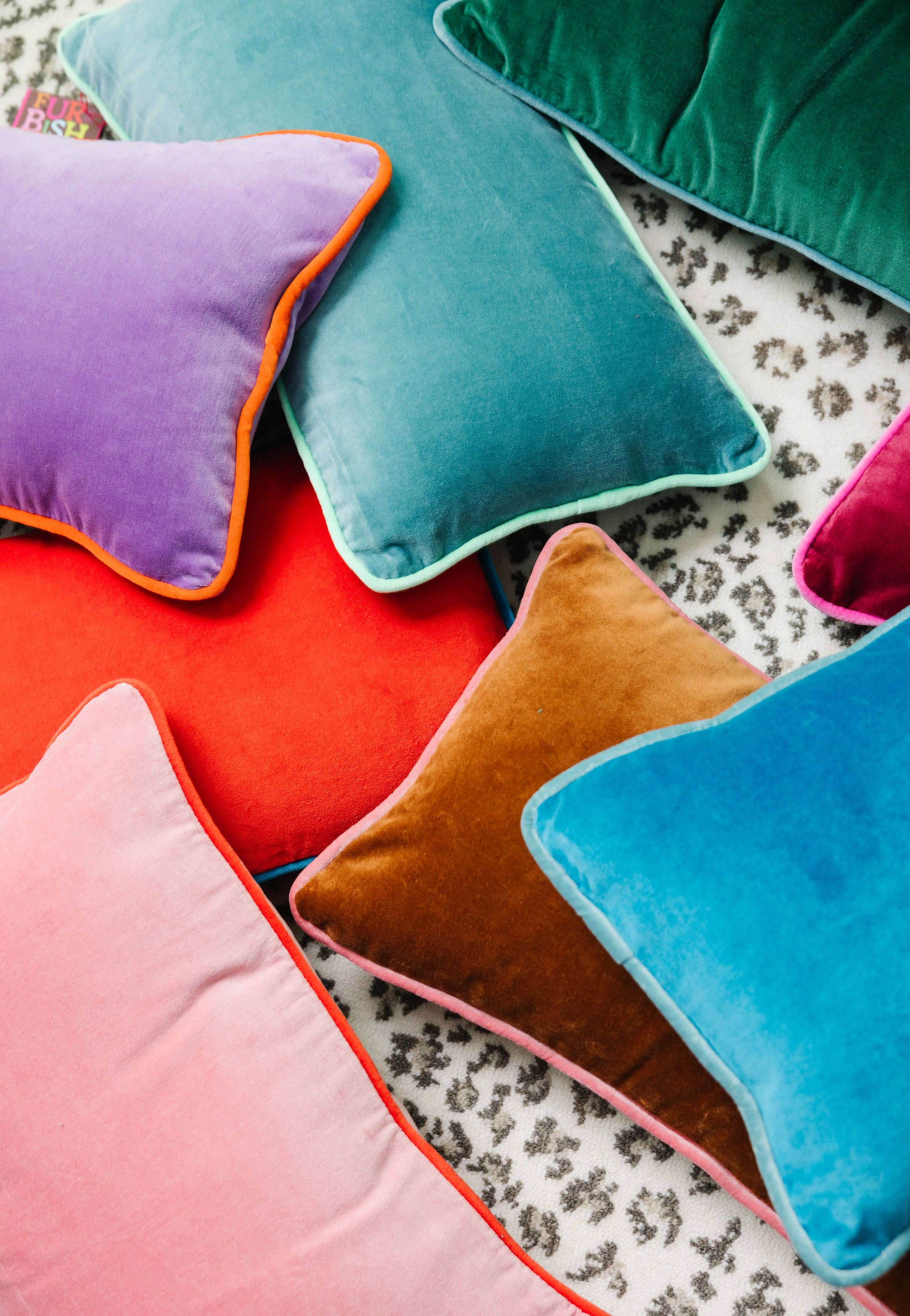 Charliss Velvet Lumbar Pillow | Lilac + Orange
