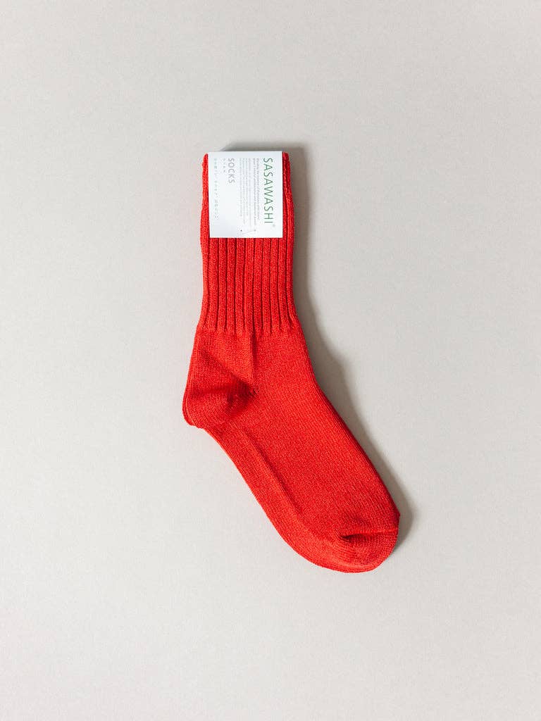 Sasawashi Ribbed Socks - Red