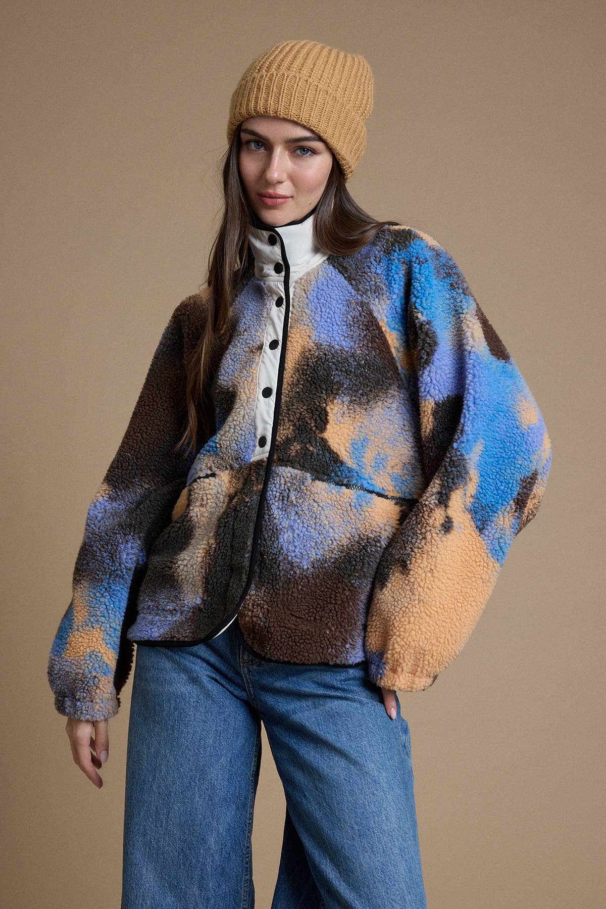 Abstract Sherpa Fleece Jacket