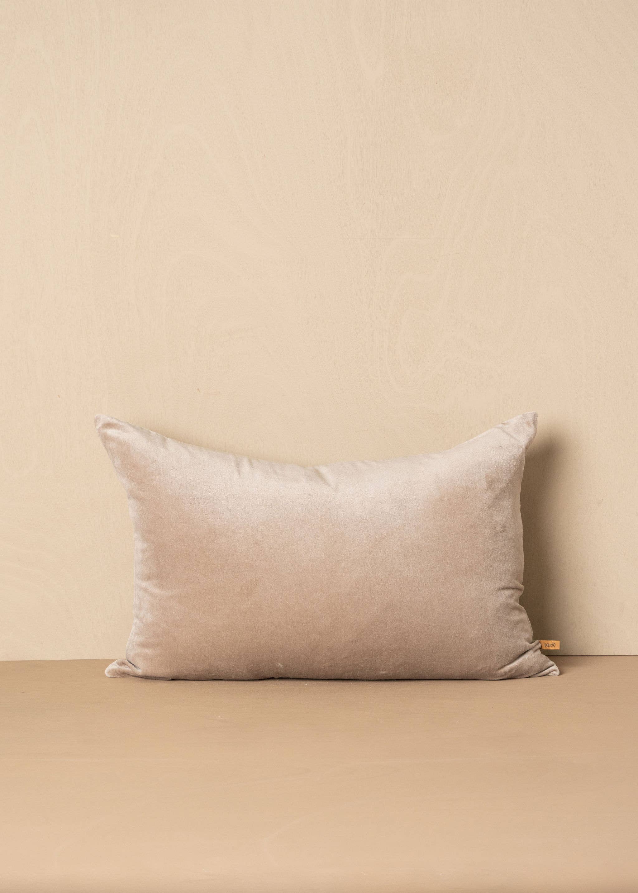 Stone Velvet & Linen Lumbar Pillow