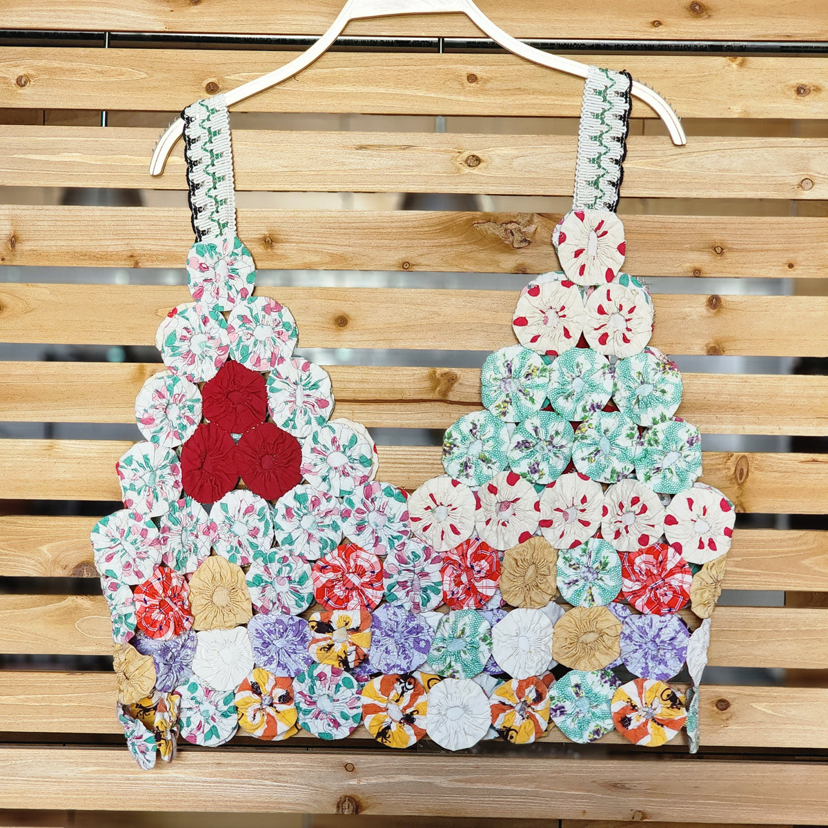 Yo-Yo Quilt V- Neckline Top by Little Pond Love
