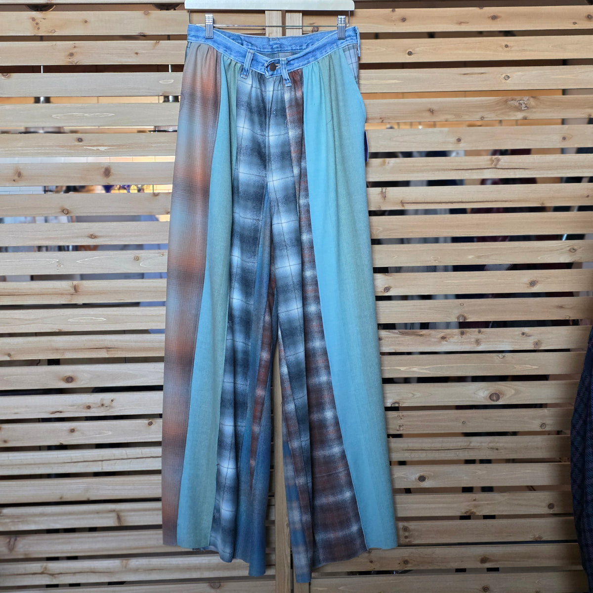 Plaid Patchwork Pants Mint & Orange by Little Pond Love
