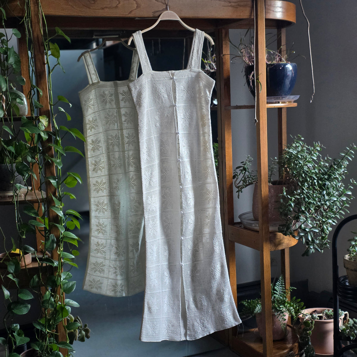 Cotton Crochet Coverlet Upcycled Maxi Dress by Little Pond Love