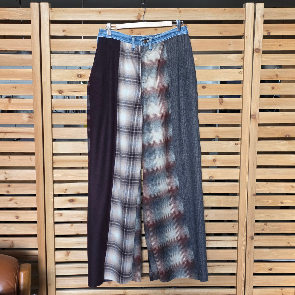 Plaid Patchwork Pants Plum & Navy by Little Pond Love