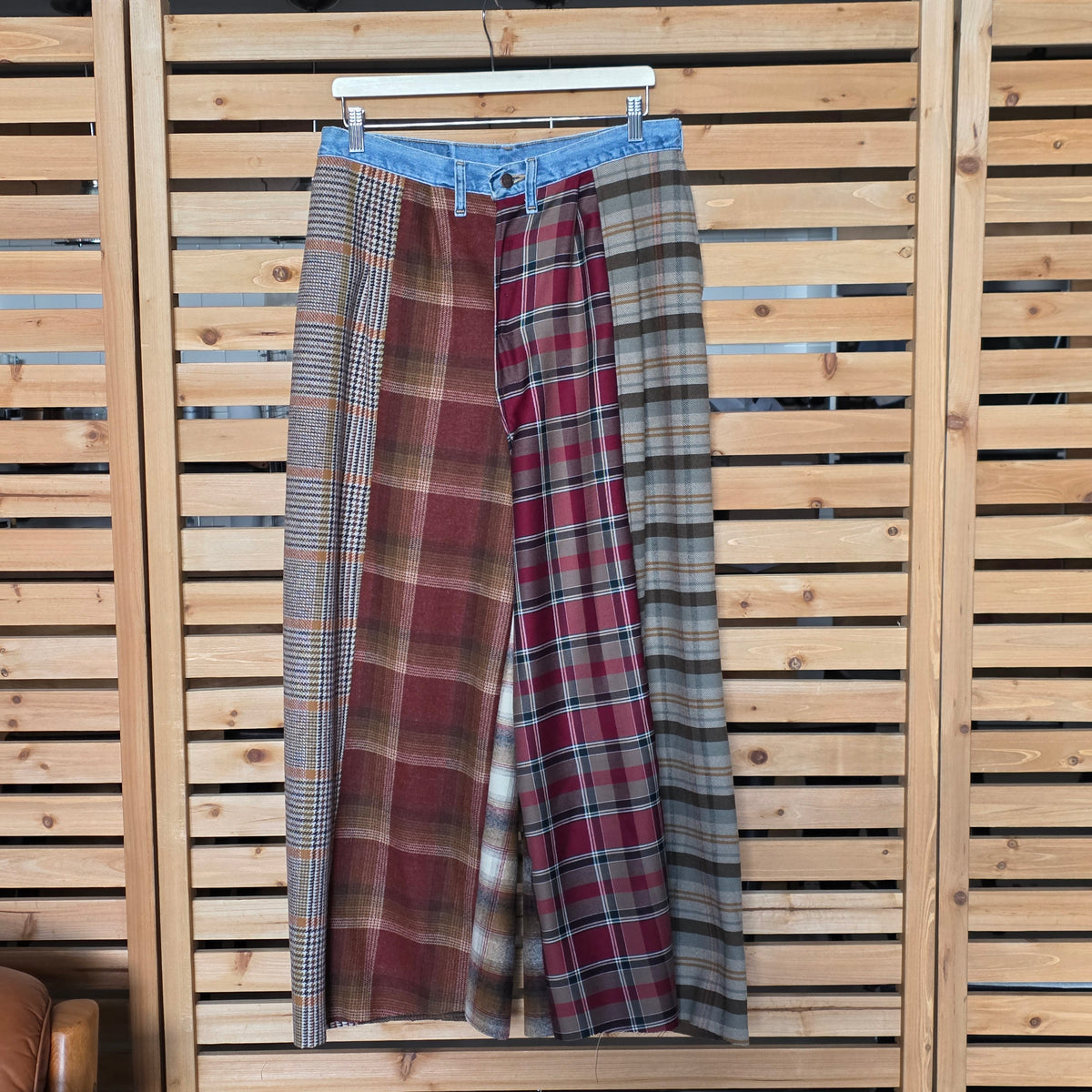 Plaid Patchwork Pants Red & Olive by Little Pond Love