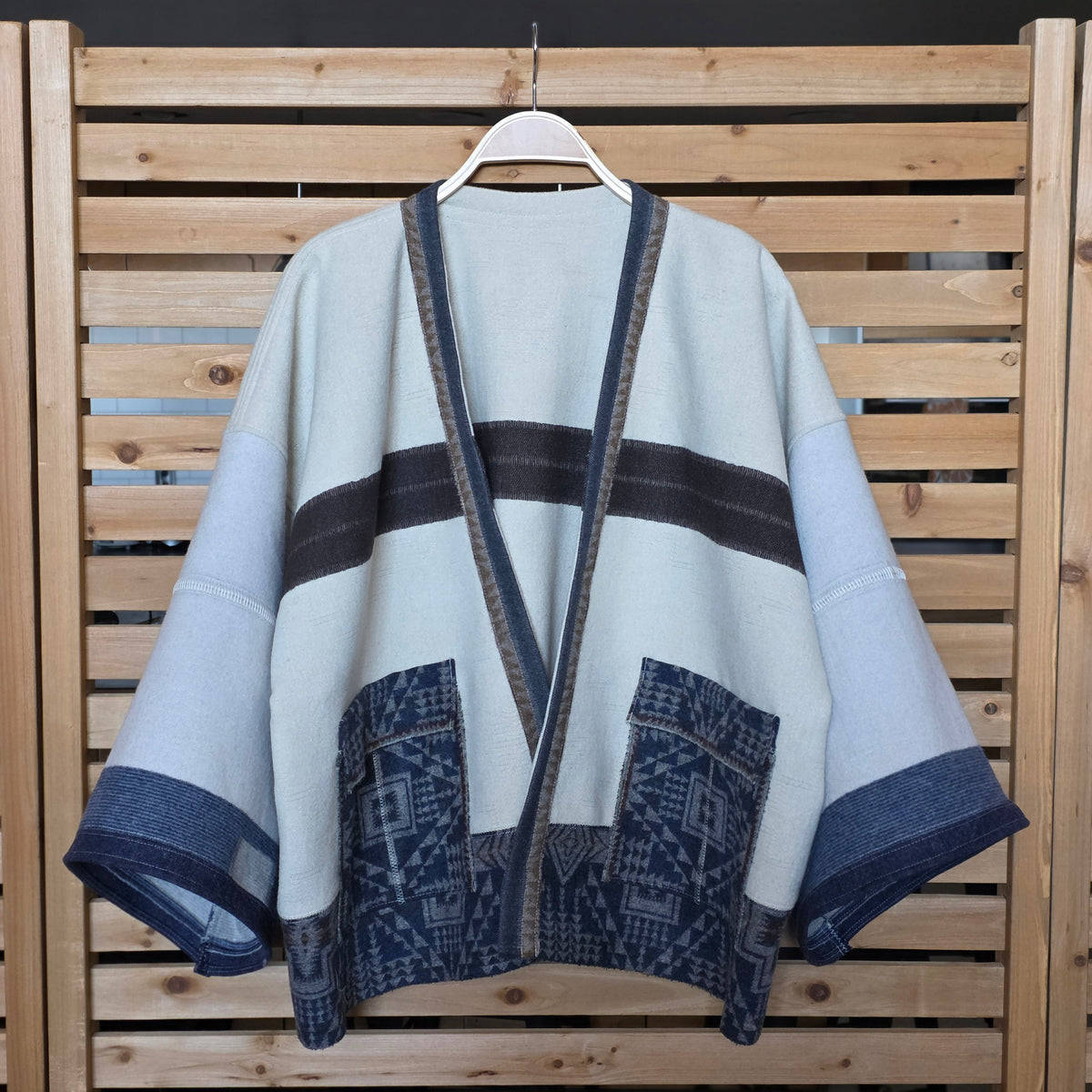 Off White Wrap w/Indigo Accents by Little Pond Love