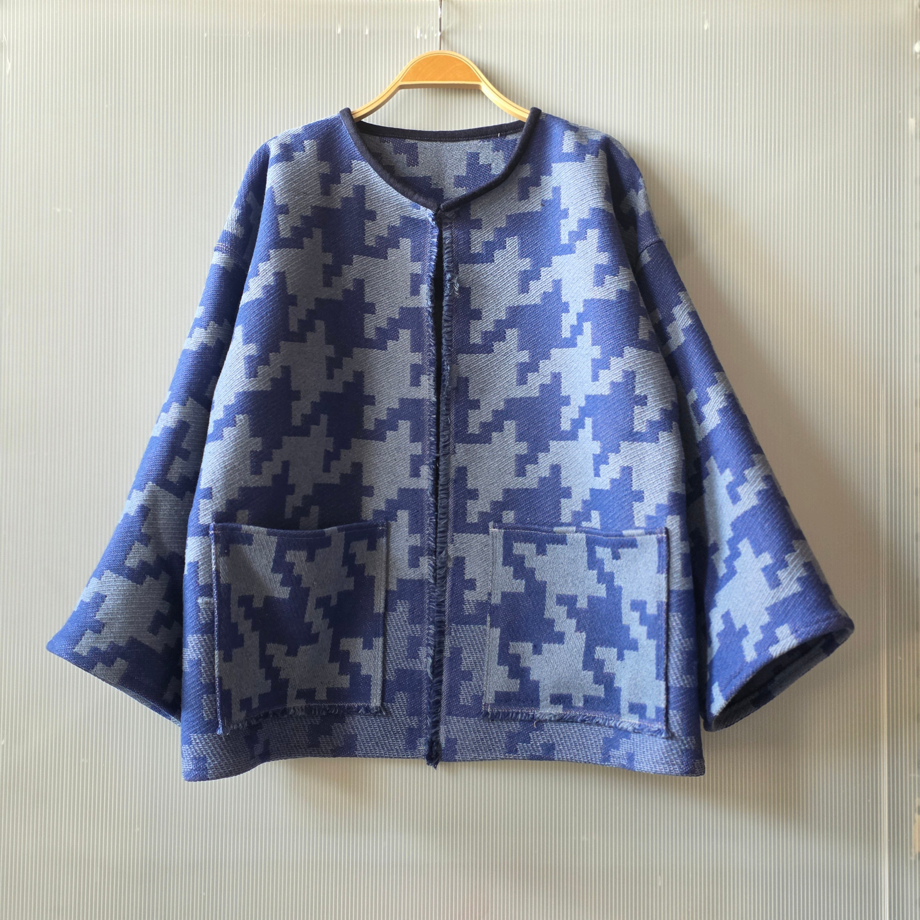 Blue Exploded Houndstooth Jacket by Little Pond Love