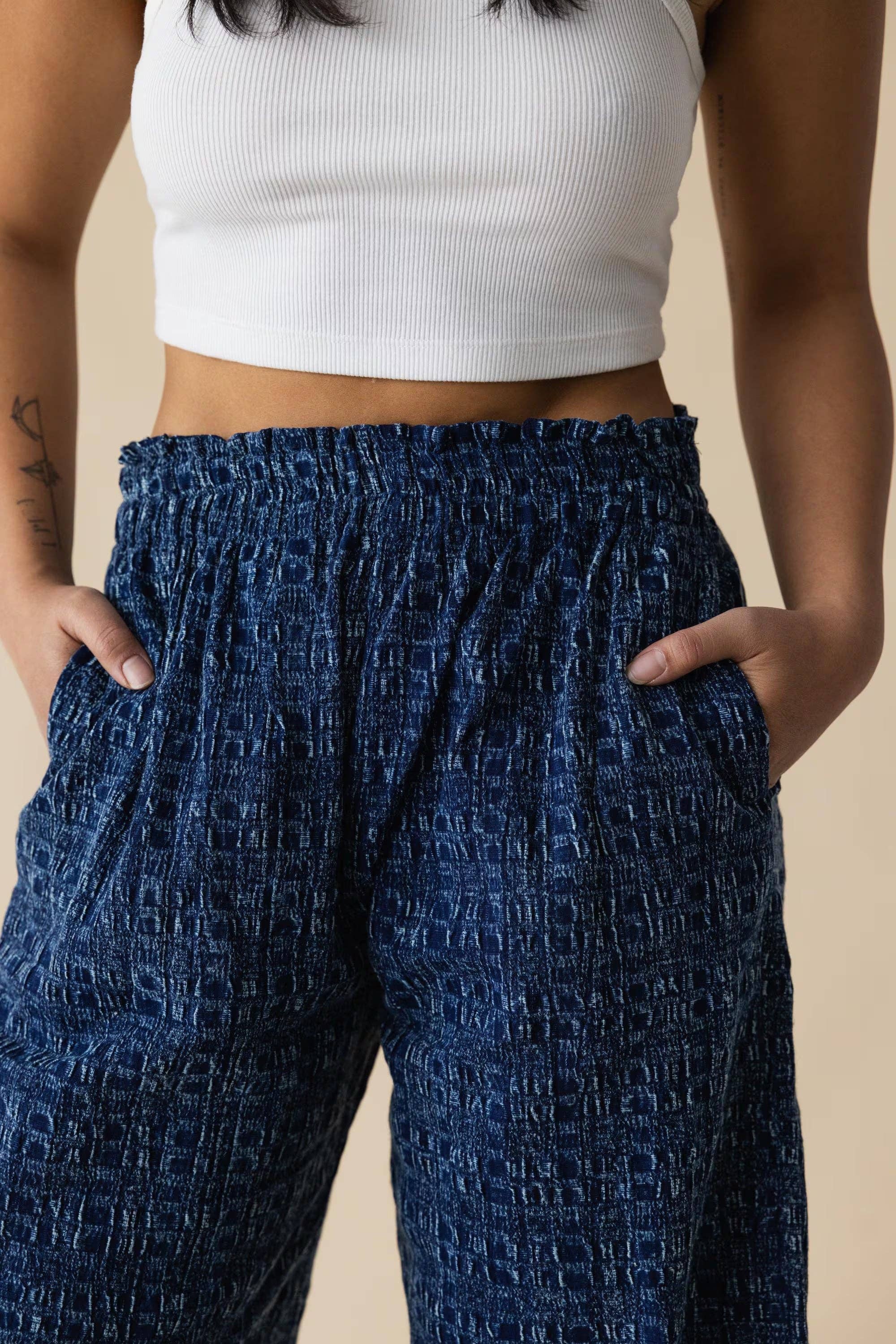 Indigo Gingham Lounge Pant