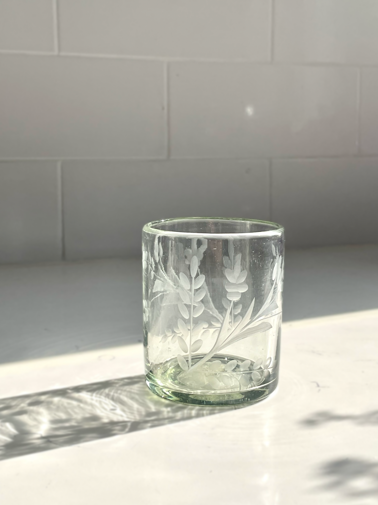 Hand-etched Tumbler Glass