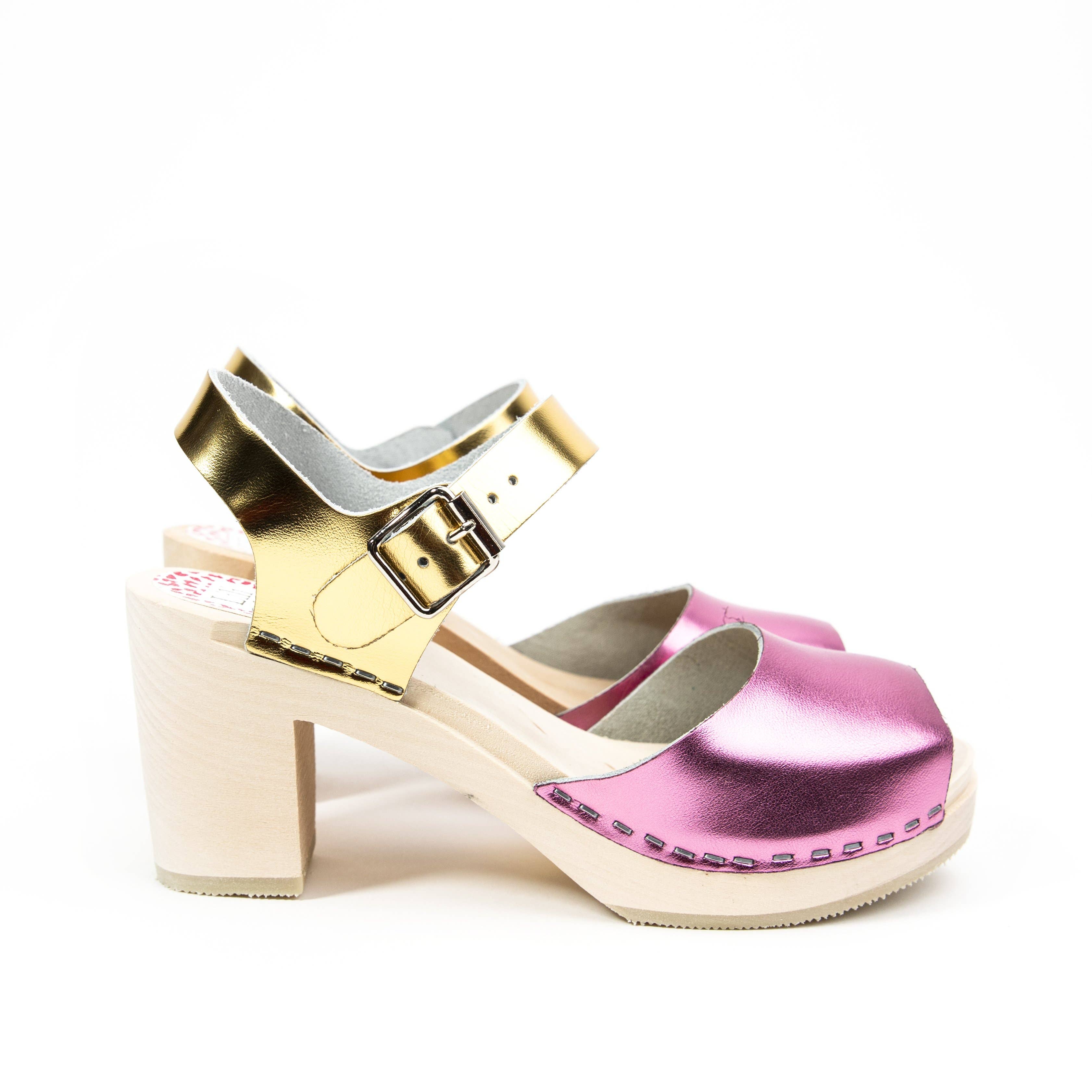 Visby Sandal Clog | Pink & Gold
