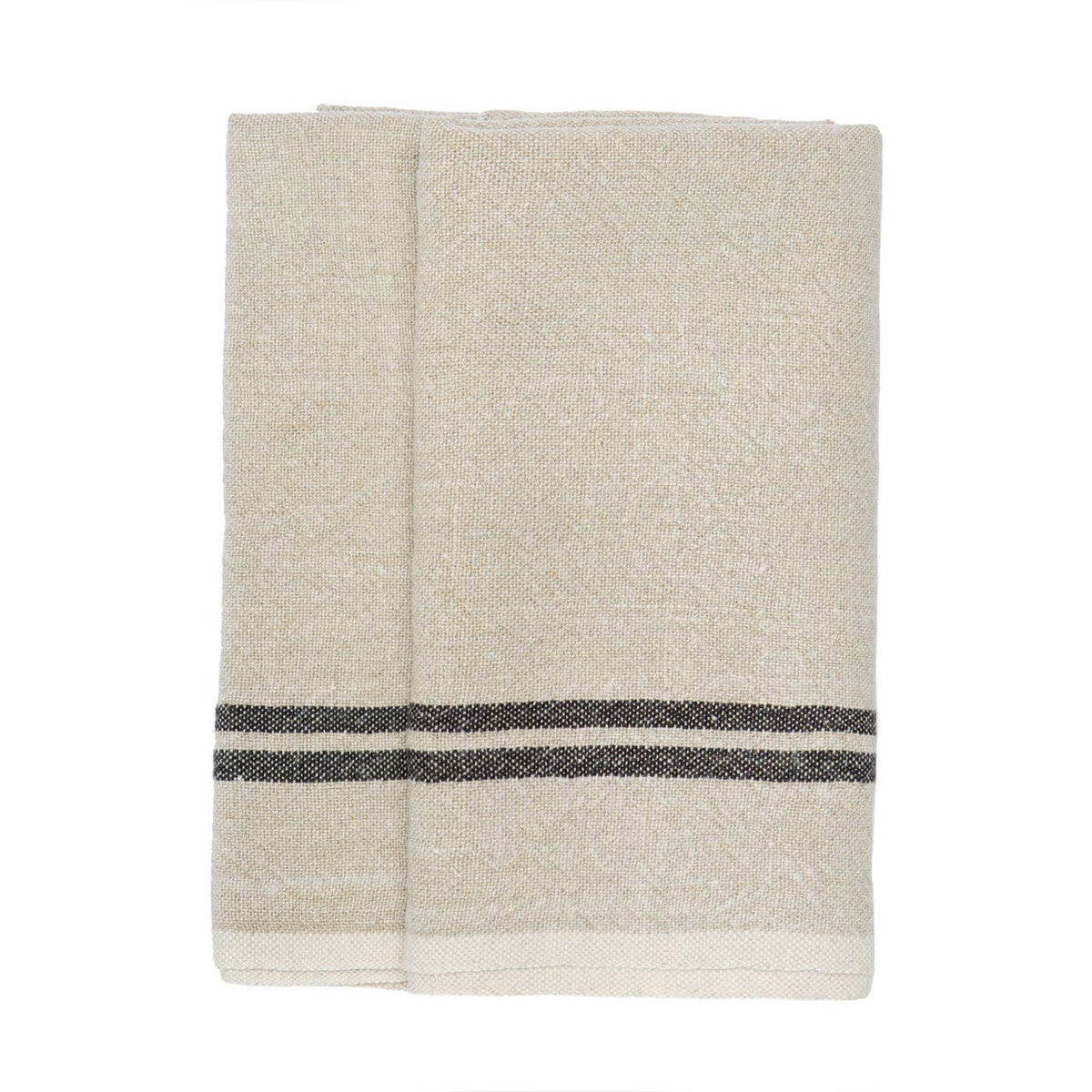 Vintage Linen Natural/Black Towels 20x30 - Set of 2