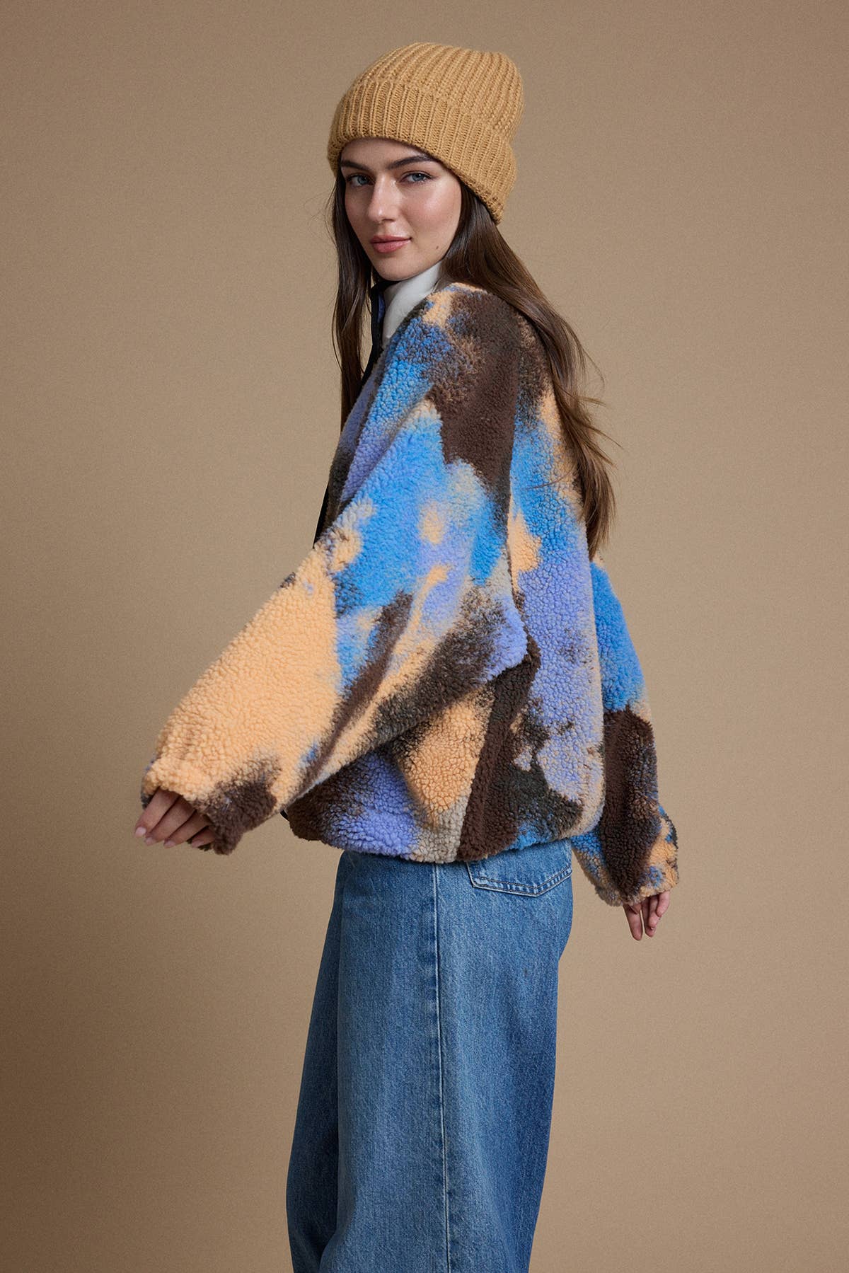 Abstract Sherpa Fleece Jacket