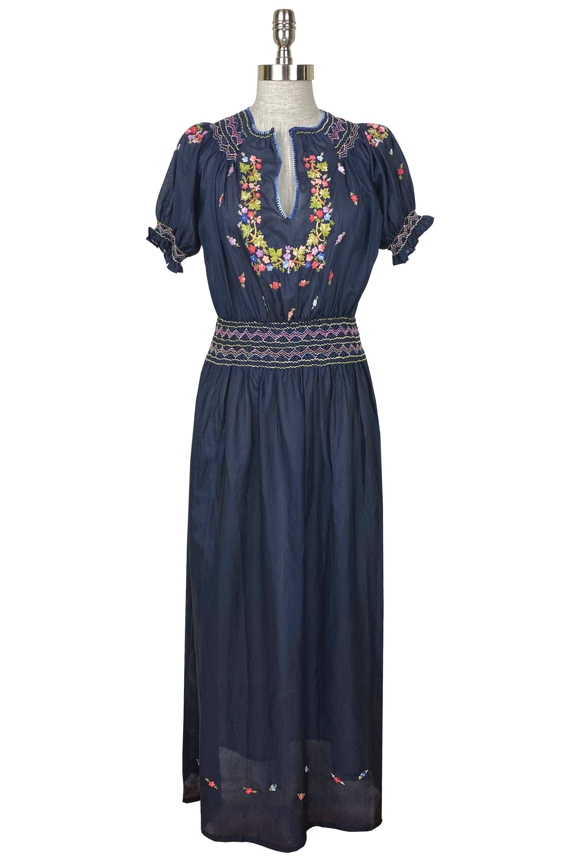1930's Inspired Embroidered Maxi Dress