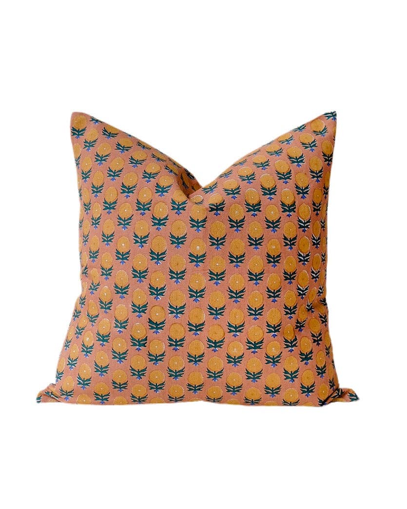 Hand Block-Printed Linen Pillow