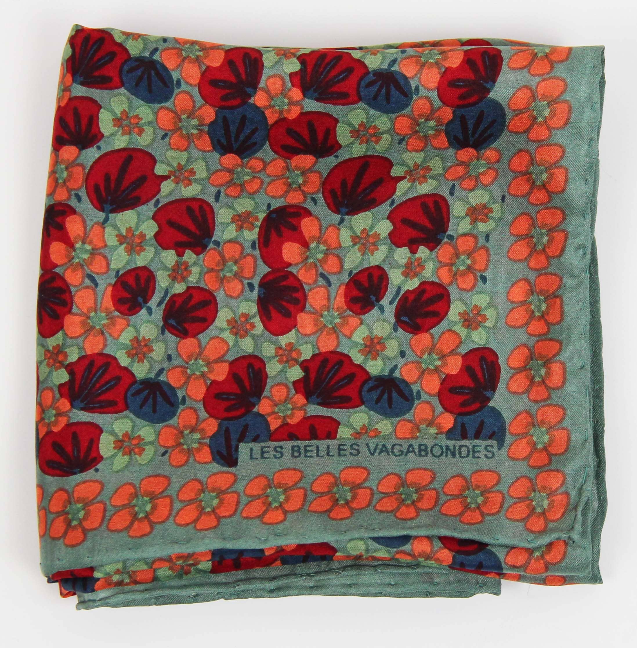 Capucine Khaki Silk Scarf by Les Belles Vagabondes