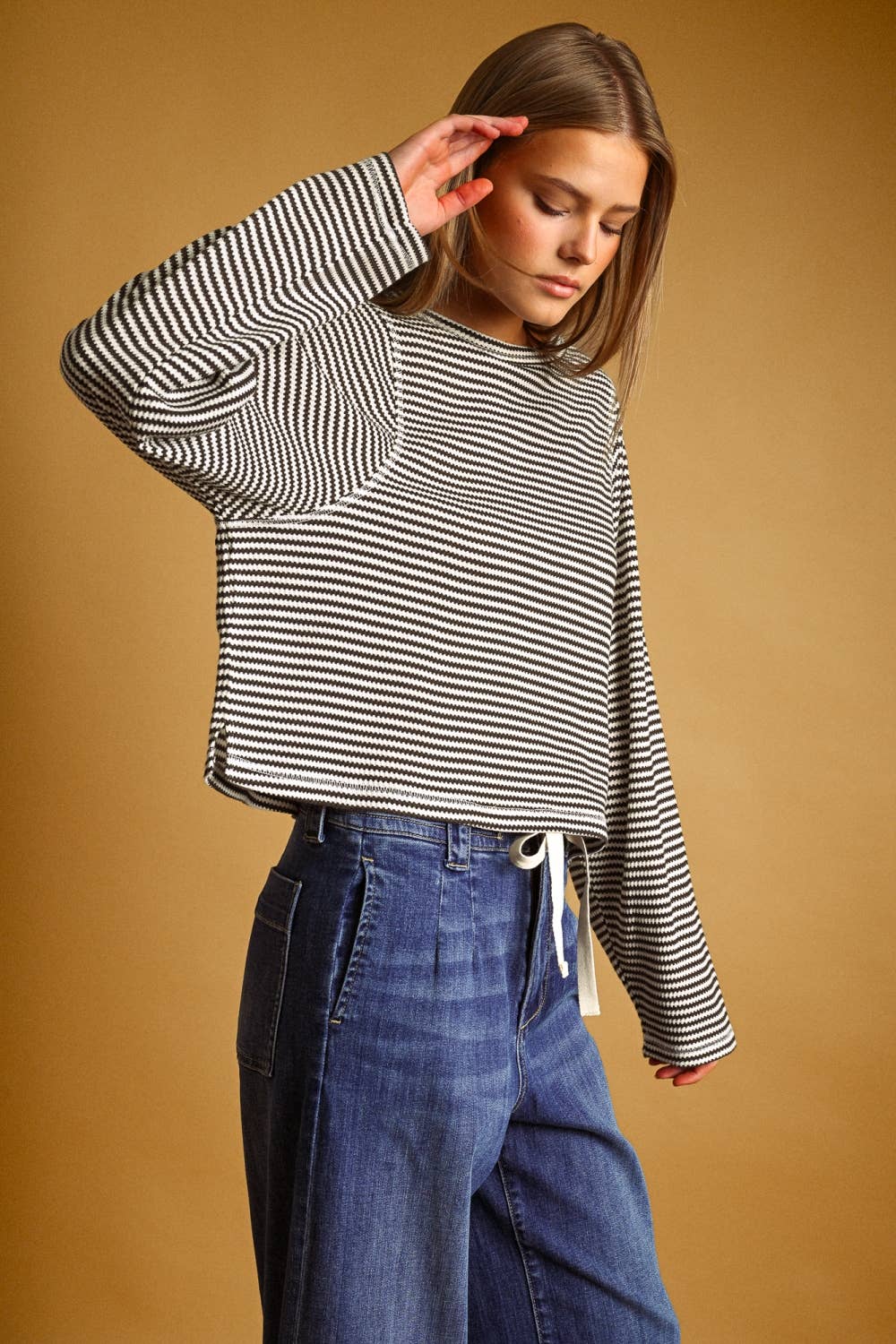 STRIPED WAFFLE LONG SLEEVE