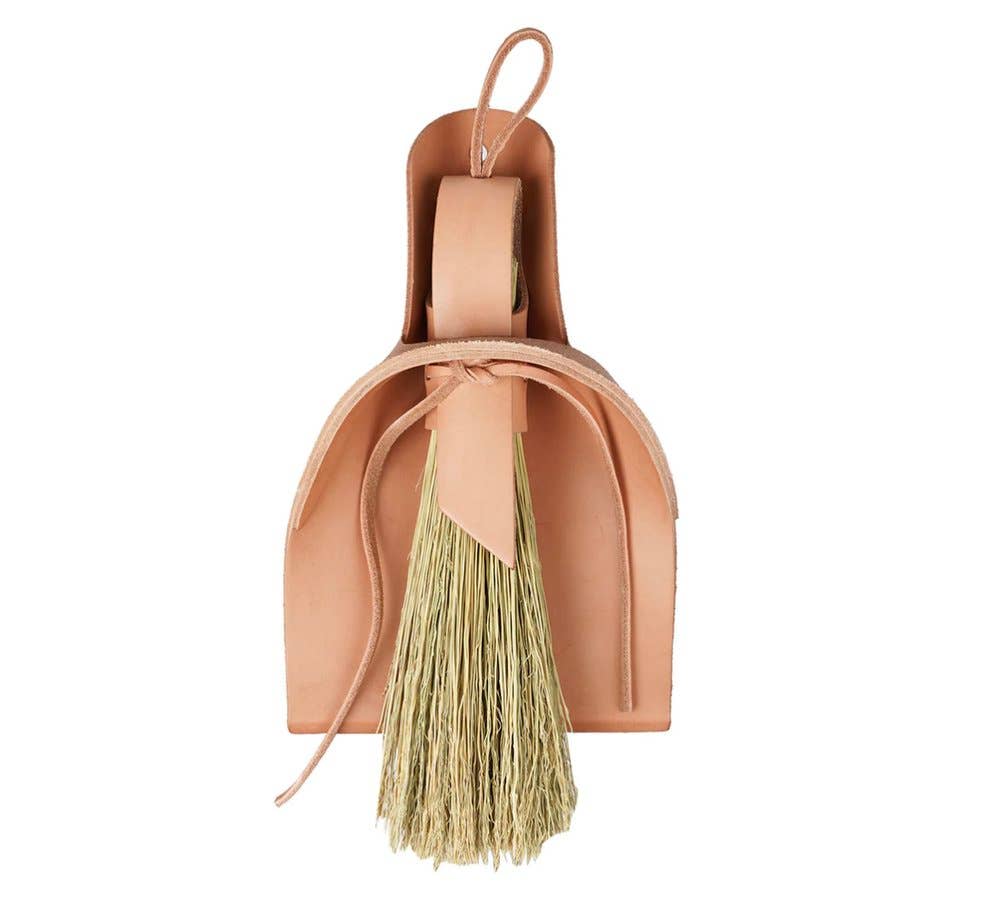 Nesting Broom & Leather Dustpan Set