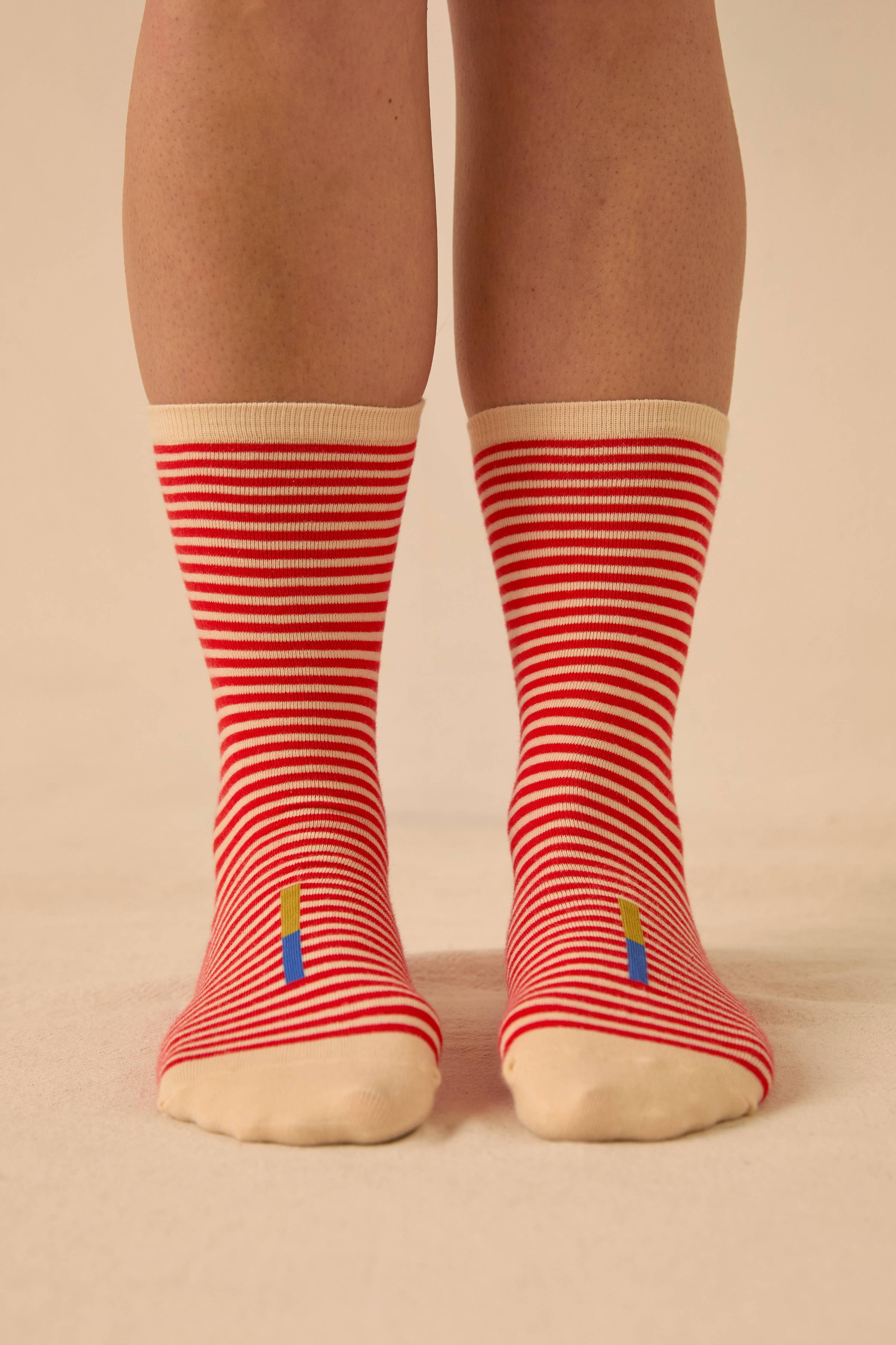 Clayton Red Striped Socks by Hooray Sock Co.