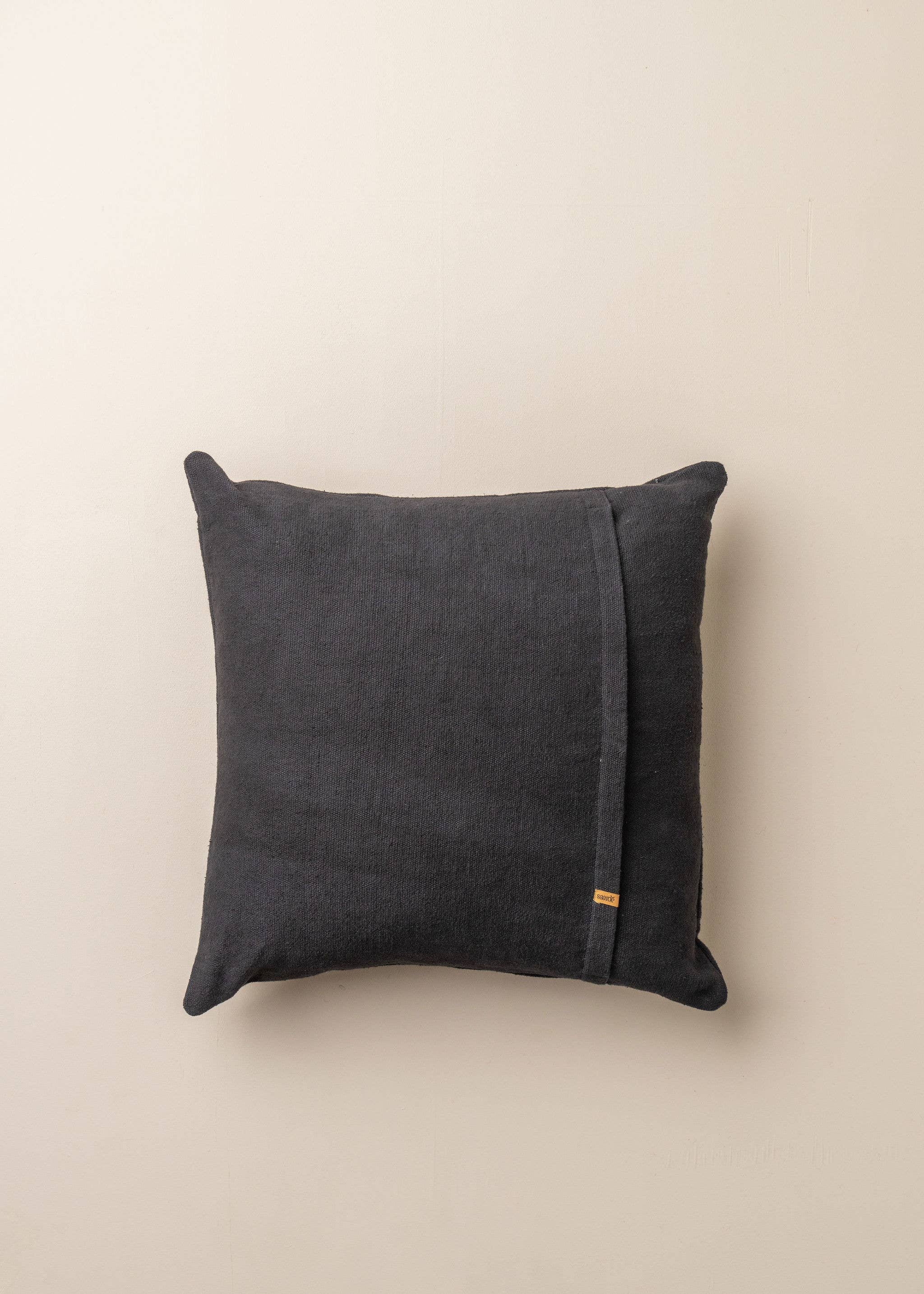 Black and Chocolate Linen & Wool Abstract Pillow