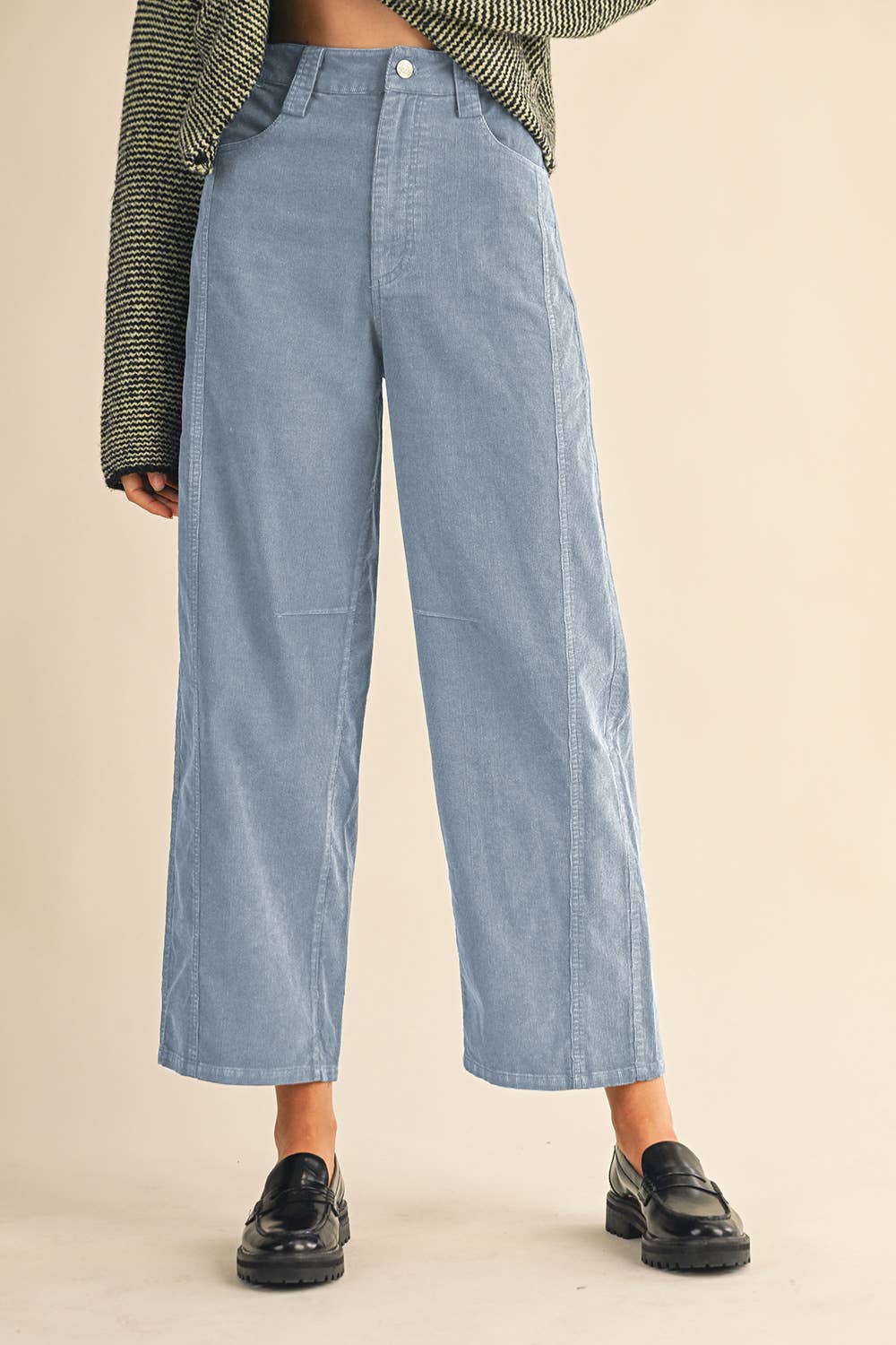 CORDUROY HIGH WAISTED WIDE LEG PANTS