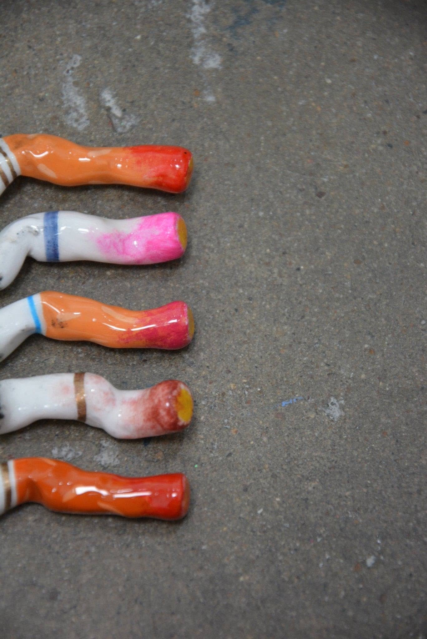 LIPSTICK STAINED CERAMIC CIGARETTES - SET OF 5