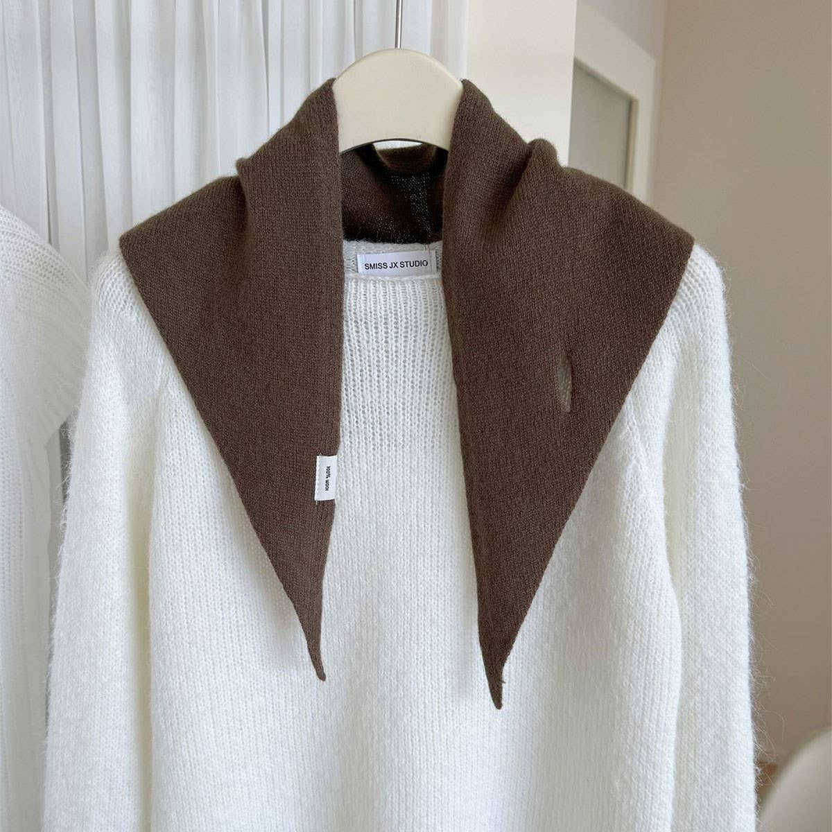 Wool Knit Triangle Scarf