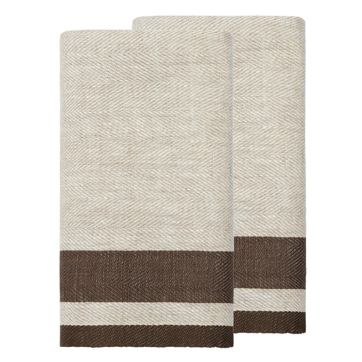 Gordes Natural & Chocolate Tea Towels 20x30 - Set of 2