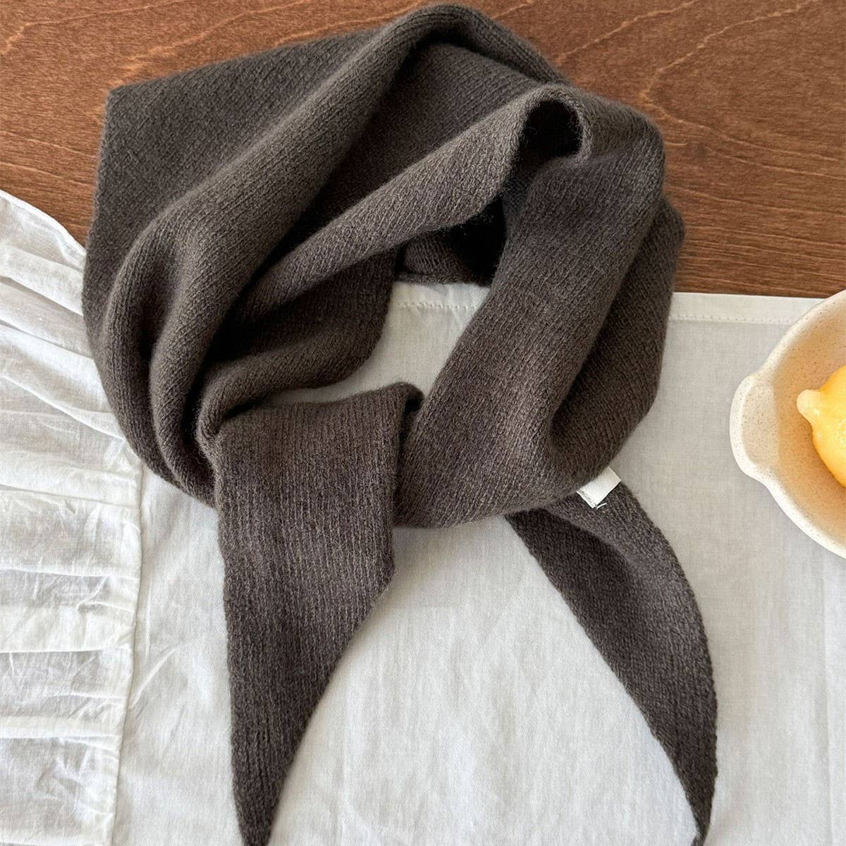 Wool Knit Triangle Scarf