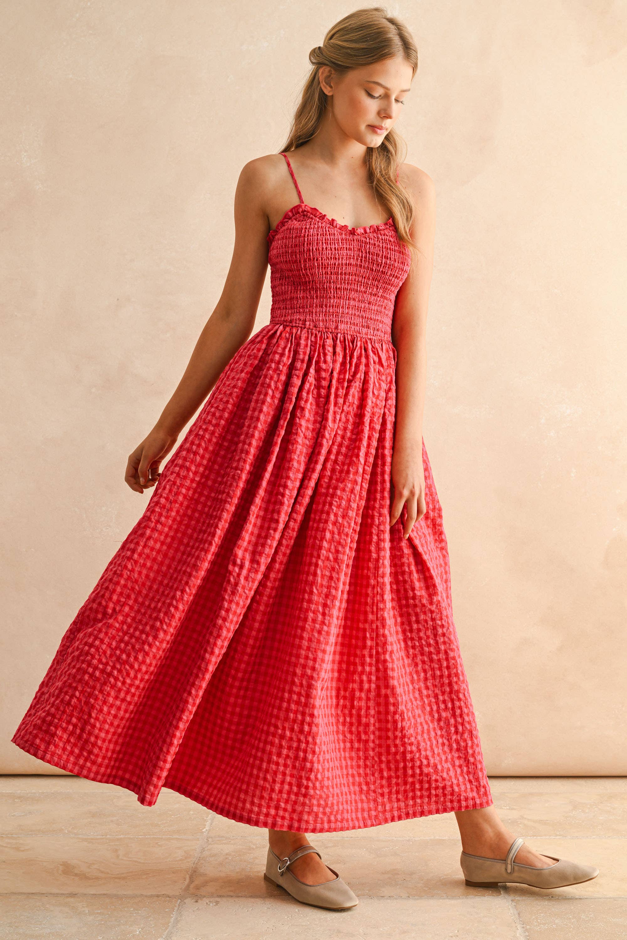 GINGHAM PRINT DRESS