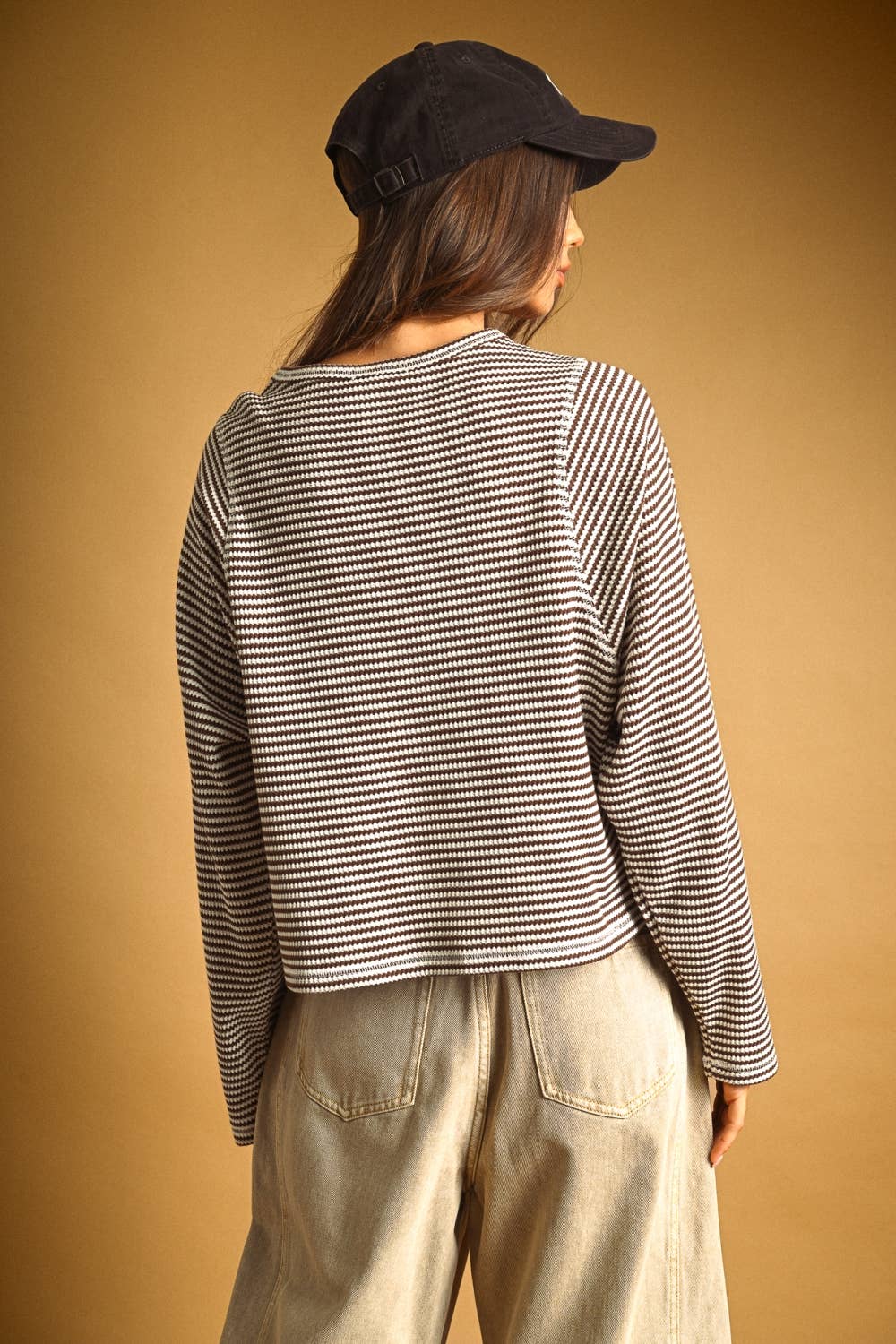 STRIPED WAFFLE LONG SLEEVE