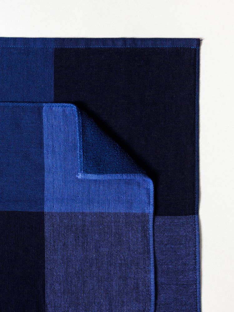 Chambray Block Towel - Blue/Black
