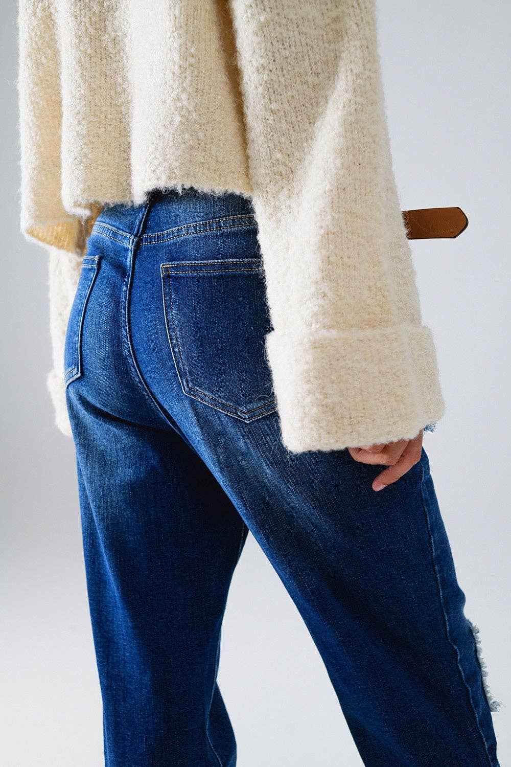 Boyfriend Jean with Distressing Edge