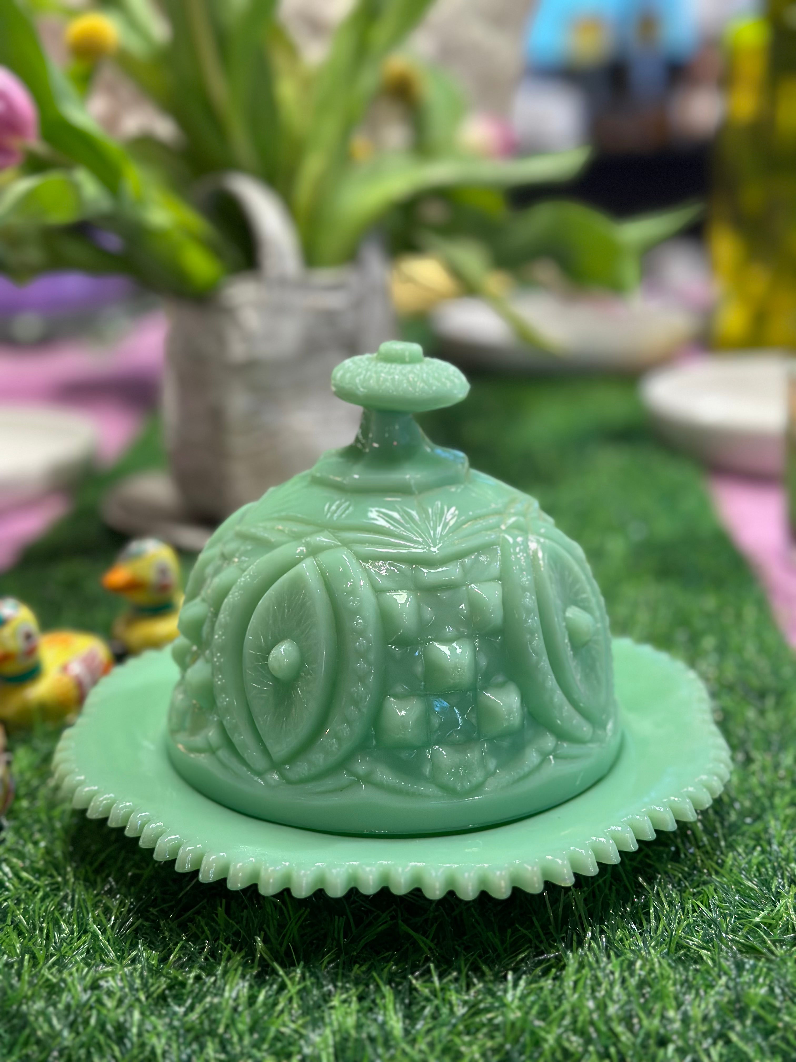 Jadeite Green Butter Dish