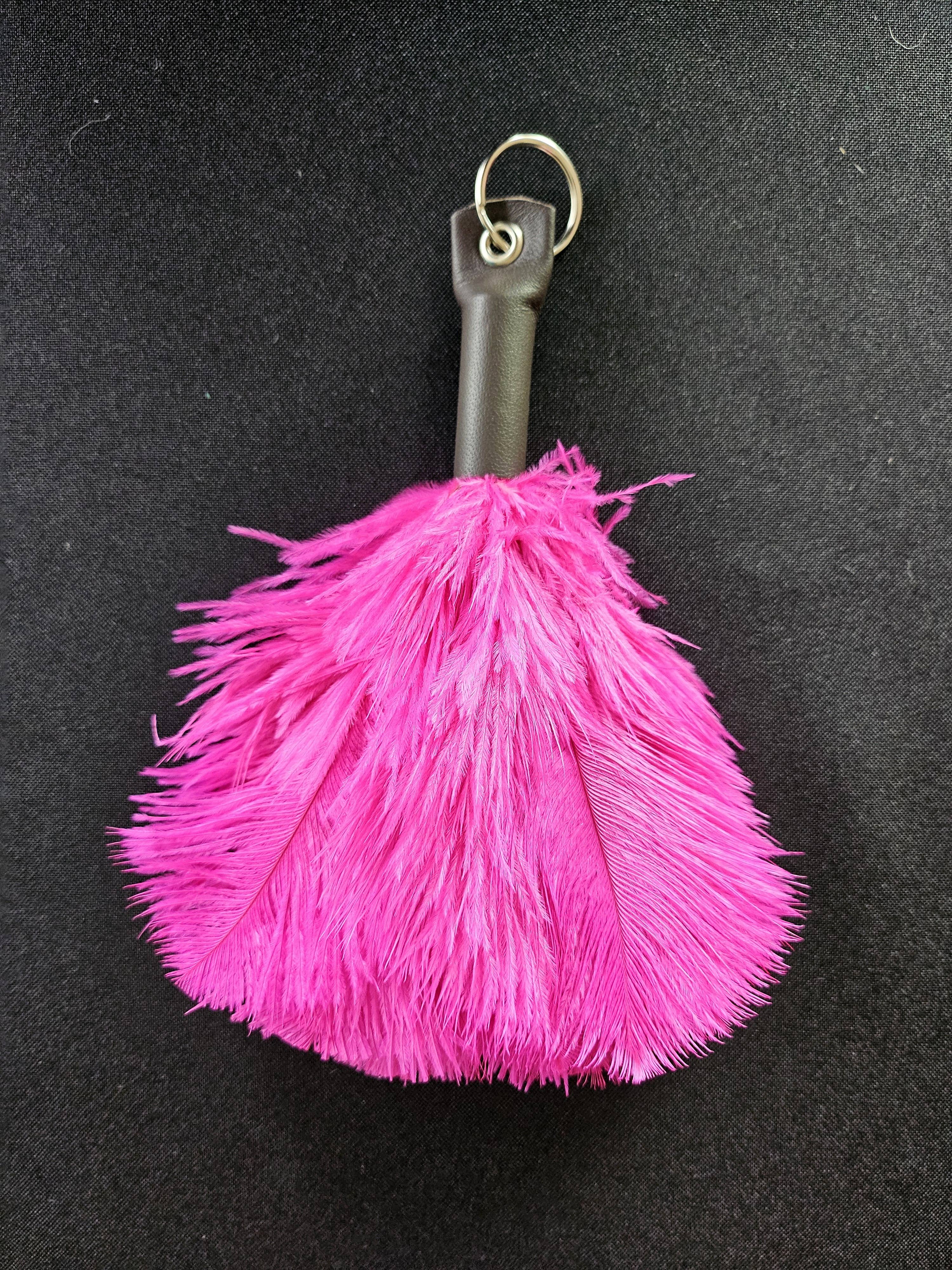 Ostrich Feather Charm With Leather Top