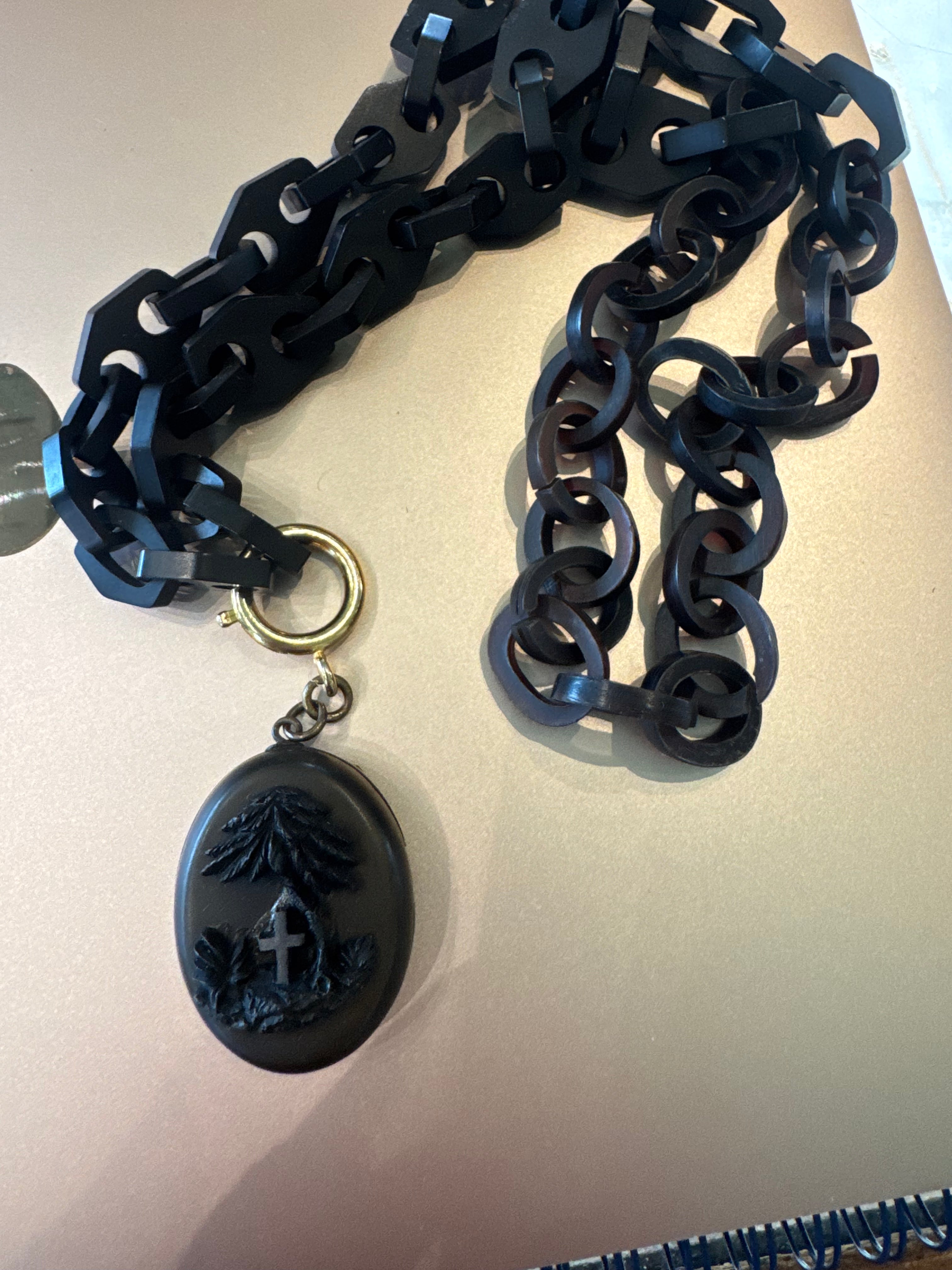 Victorian Gutta Percha Chain & Charm