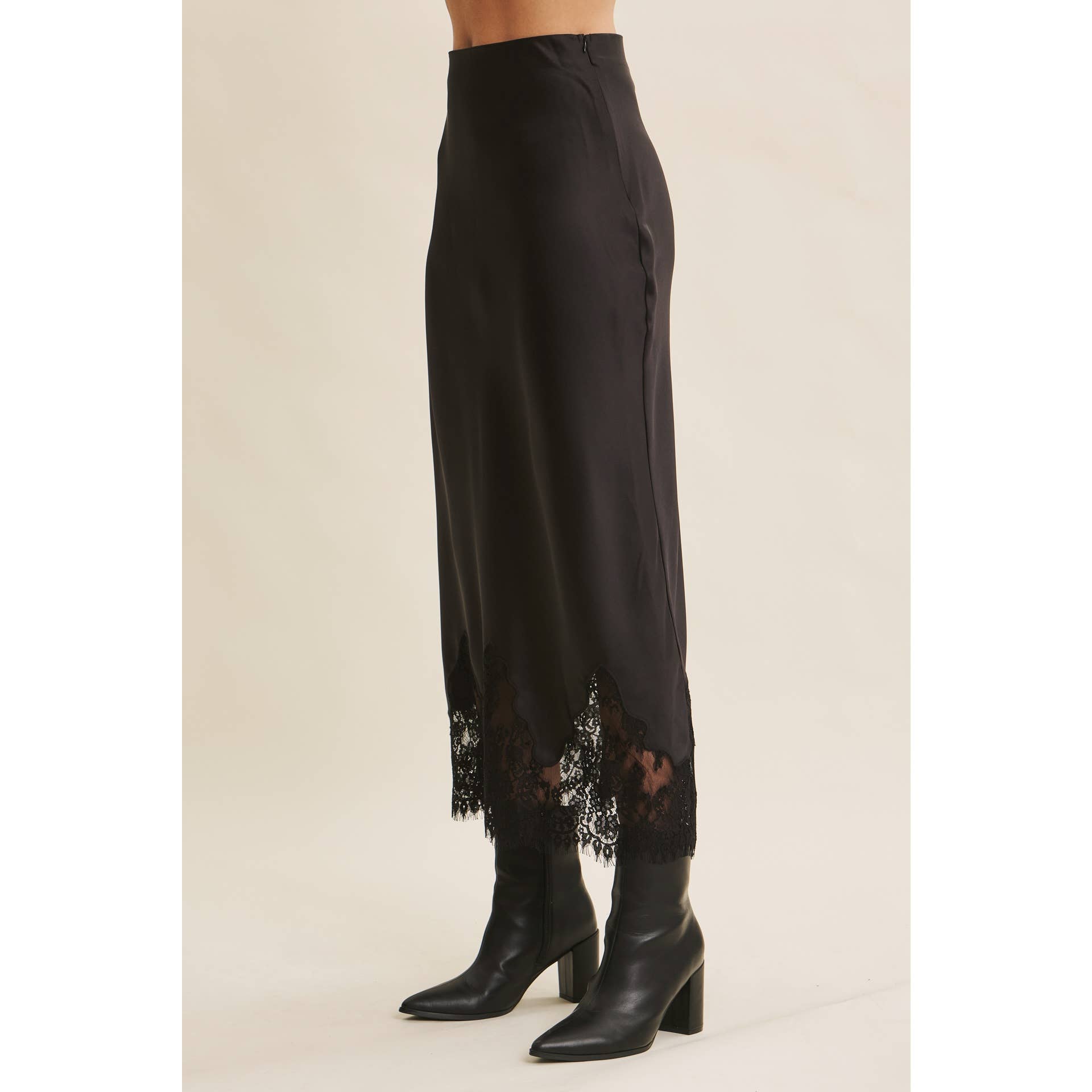 French Lace Satin Skirt