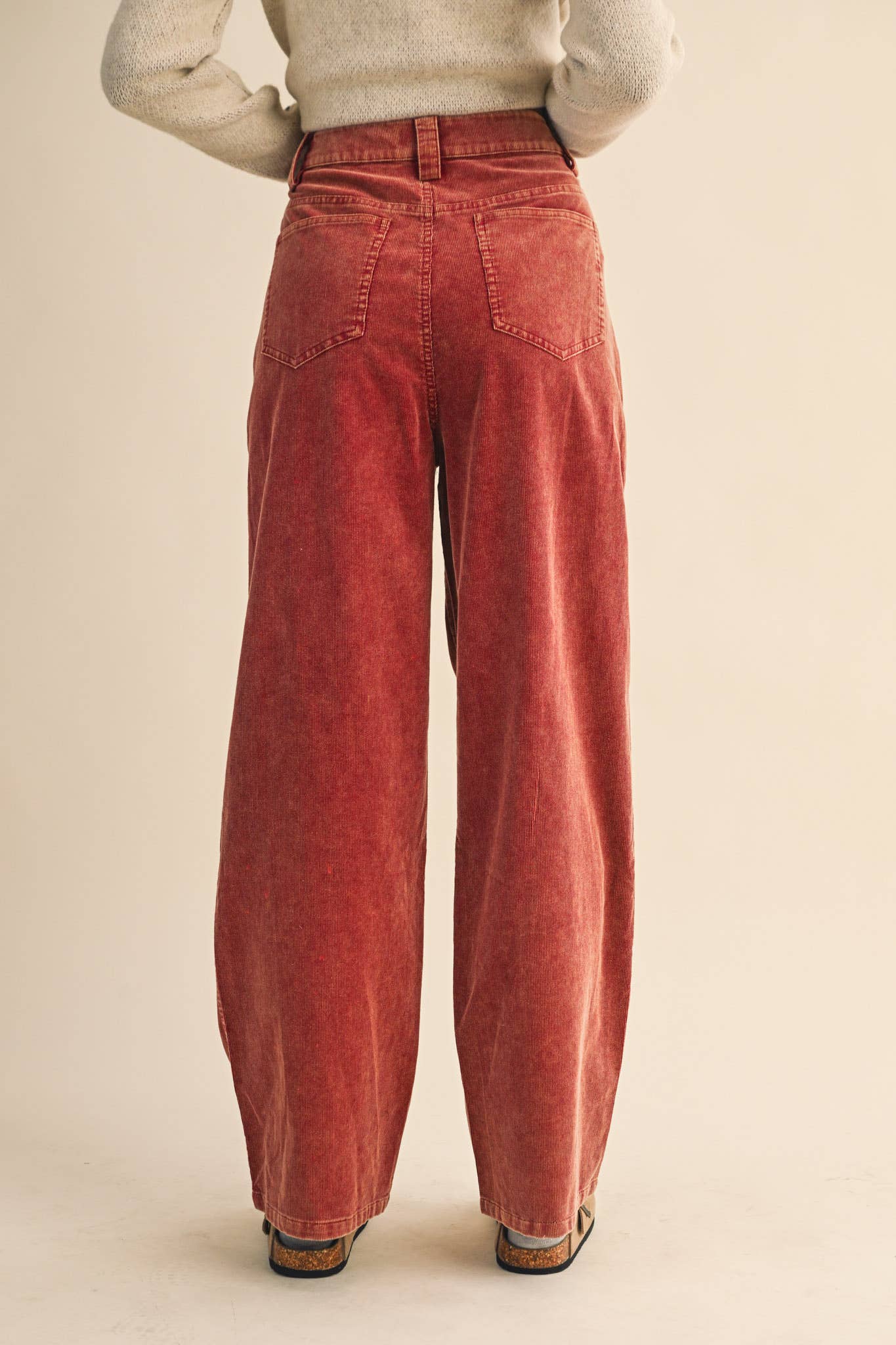 CORDUROY HIGH WAISTED WIDE LEG PANTS