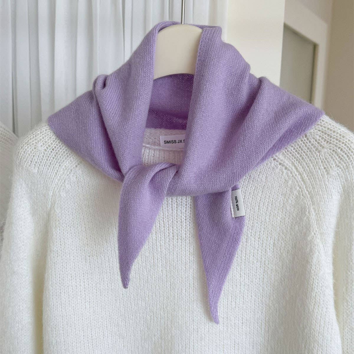 Wool Knit Triangle Scarf