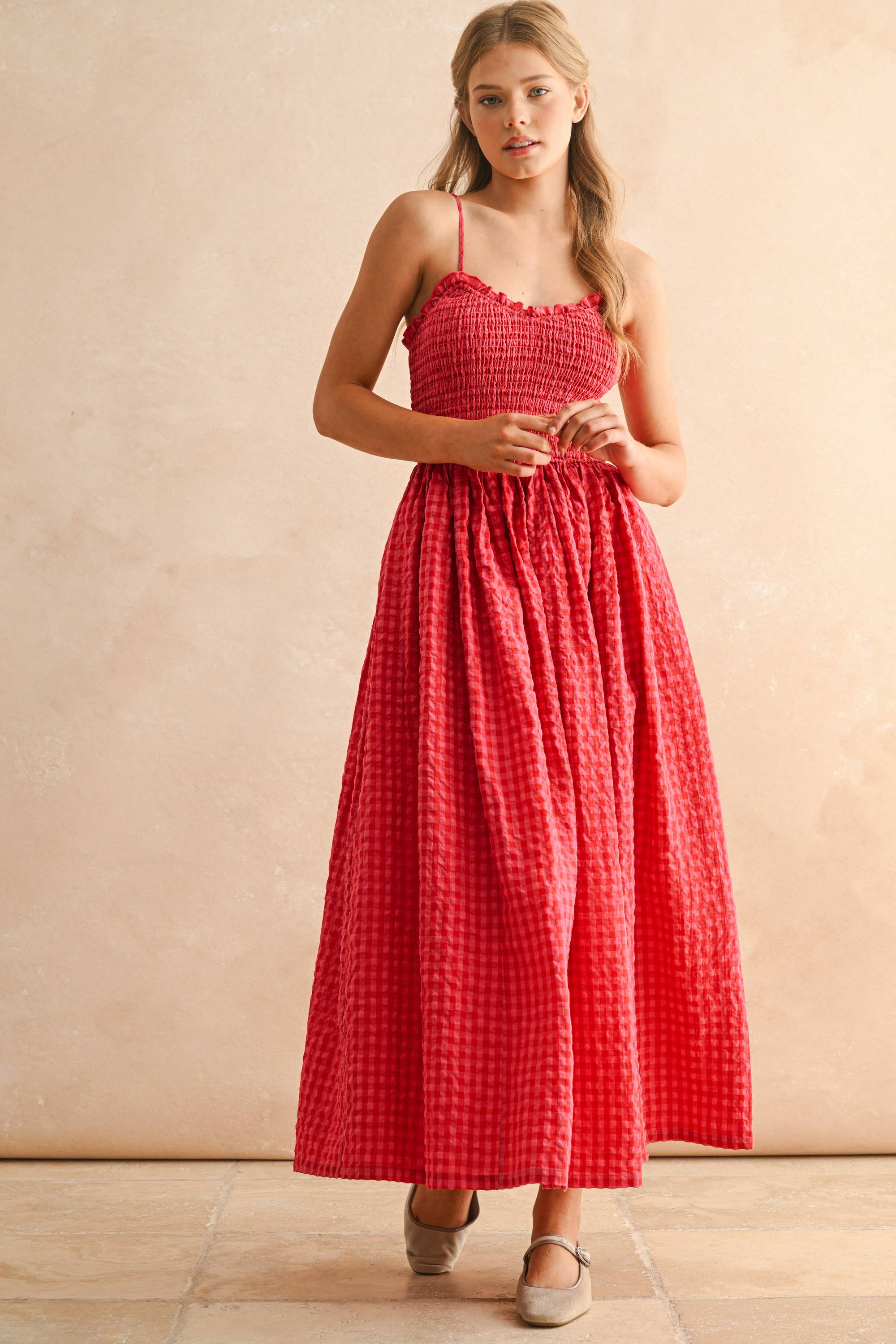 GINGHAM PRINT DRESS