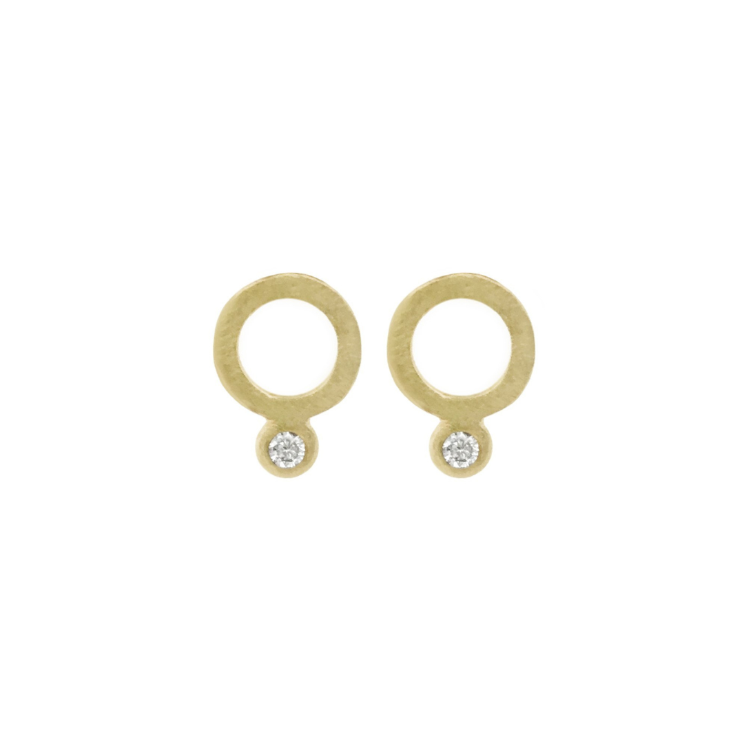 Circle Diamond Stud Earrings by Nikki Nation