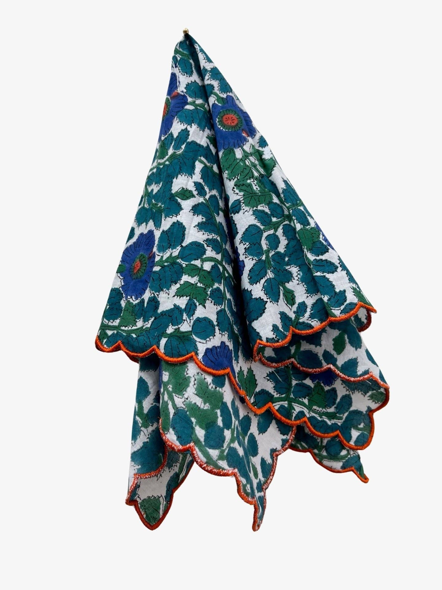 Poppy Hand Blocked Napkins + Scalloped Edge | Set of 4