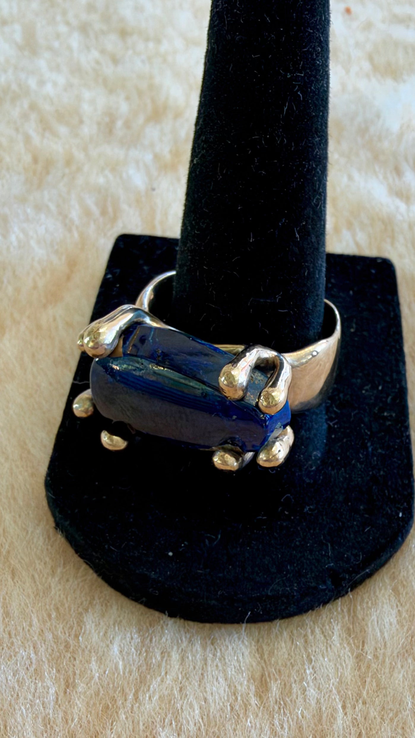 Azurite Bronze Ring by Carina Schott