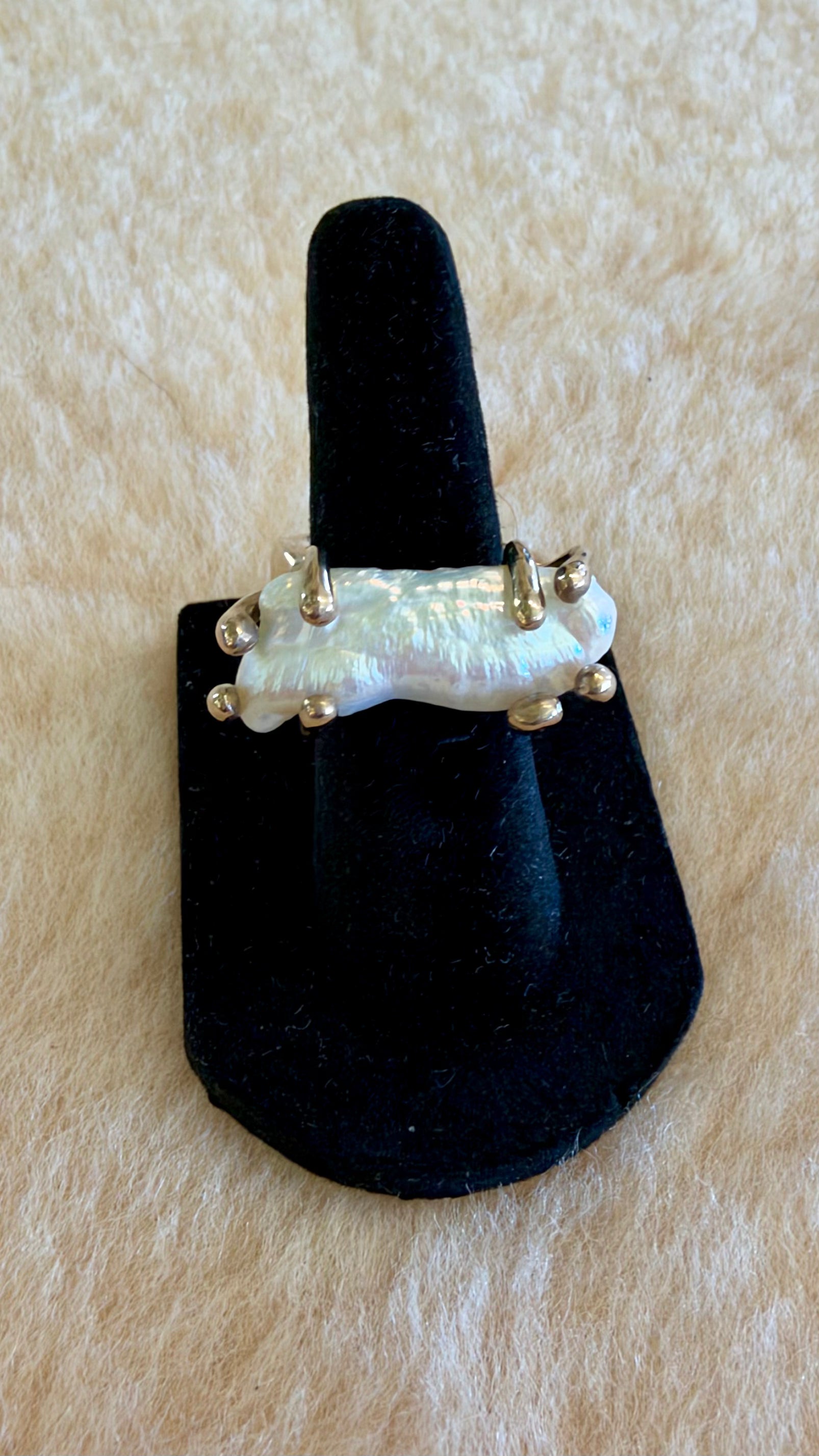 Natural Pearl Bronze Ring by Carina Schott