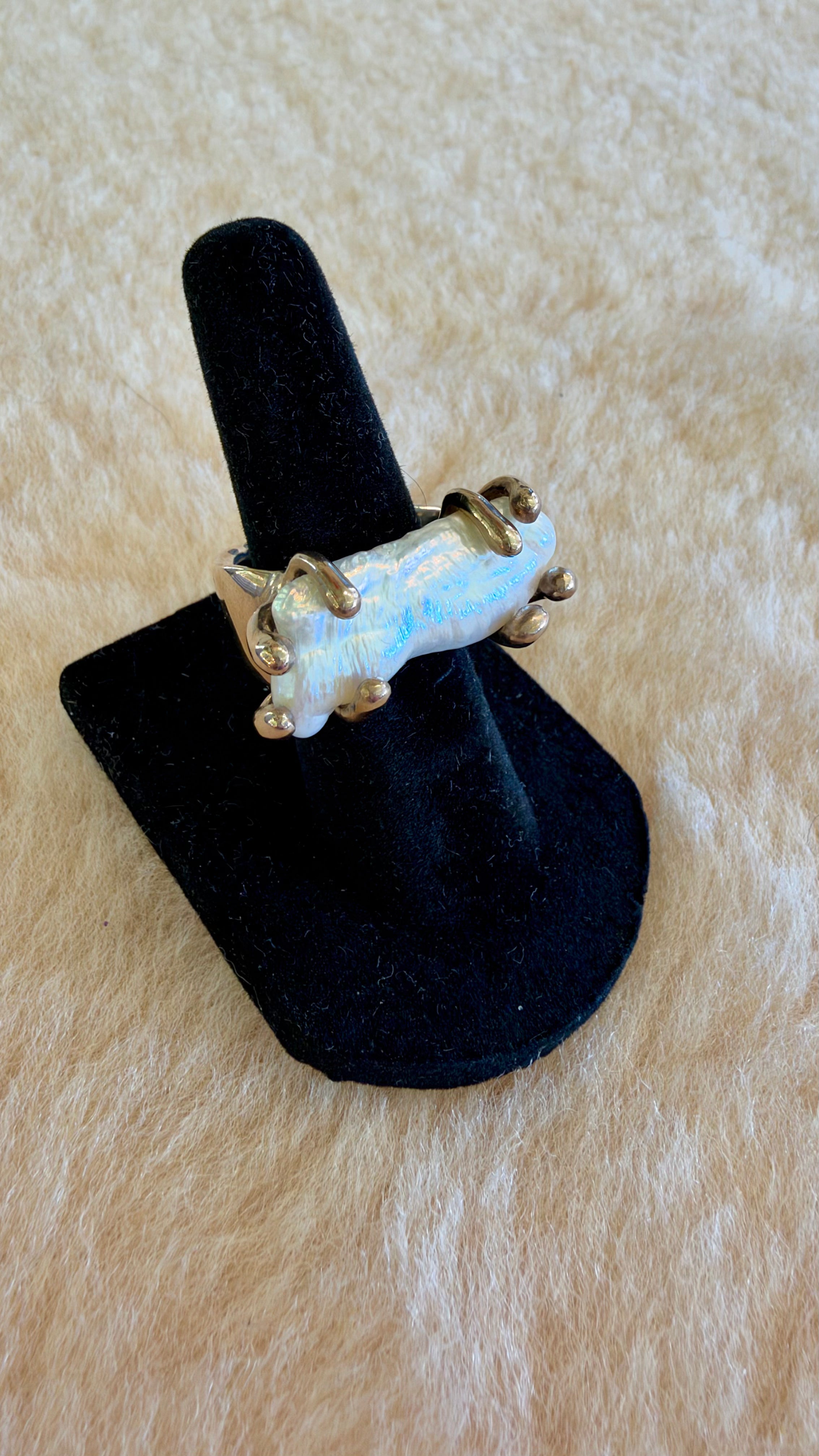 Natural Pearl Bronze Ring by Carina Schott
