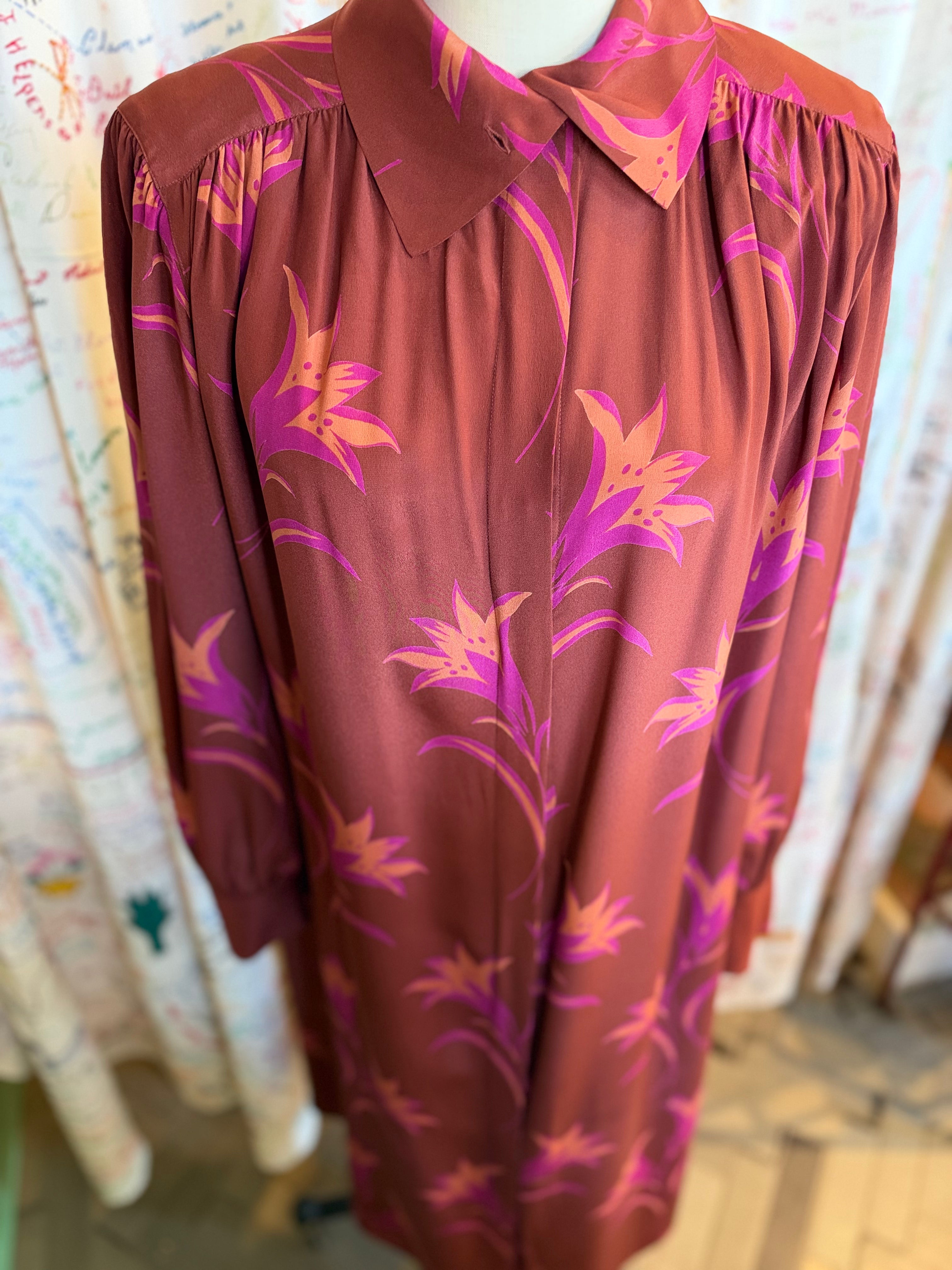 Calvin Klein Silk Shirt Dress circa 70-80's