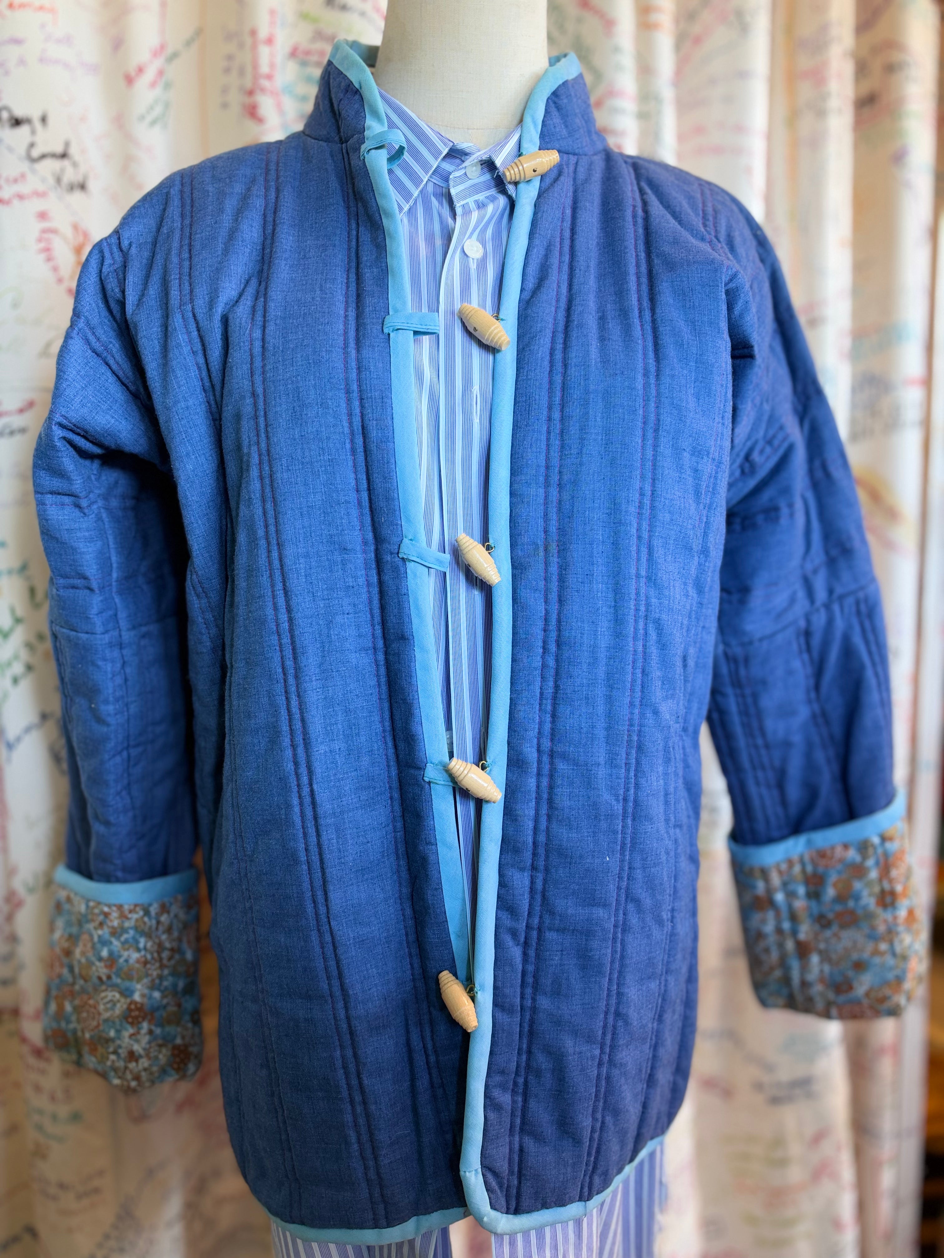 Chambray + Floral Reversible Quilted Jacket