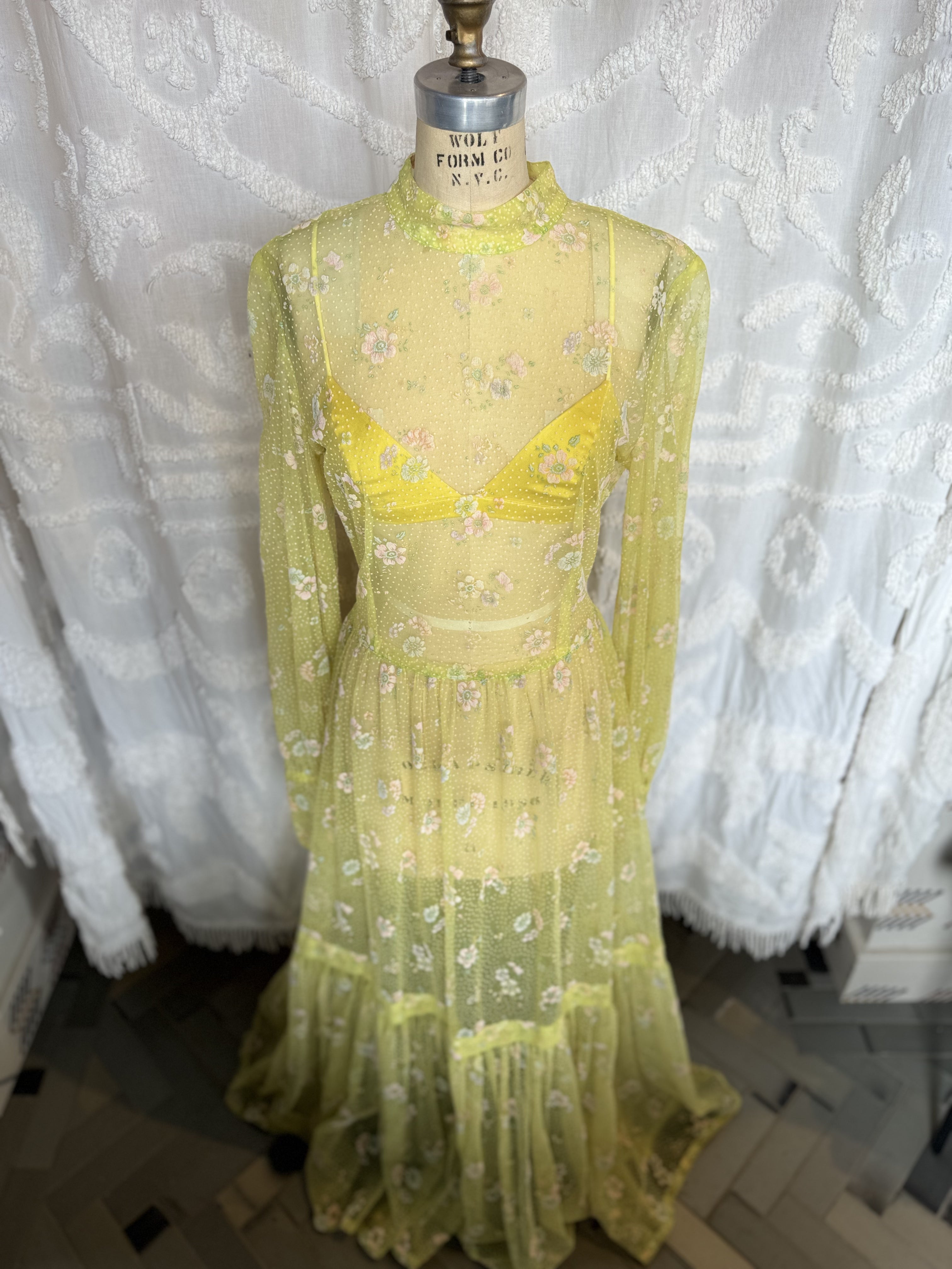 Sheer Yellow Maxi Garden Dress