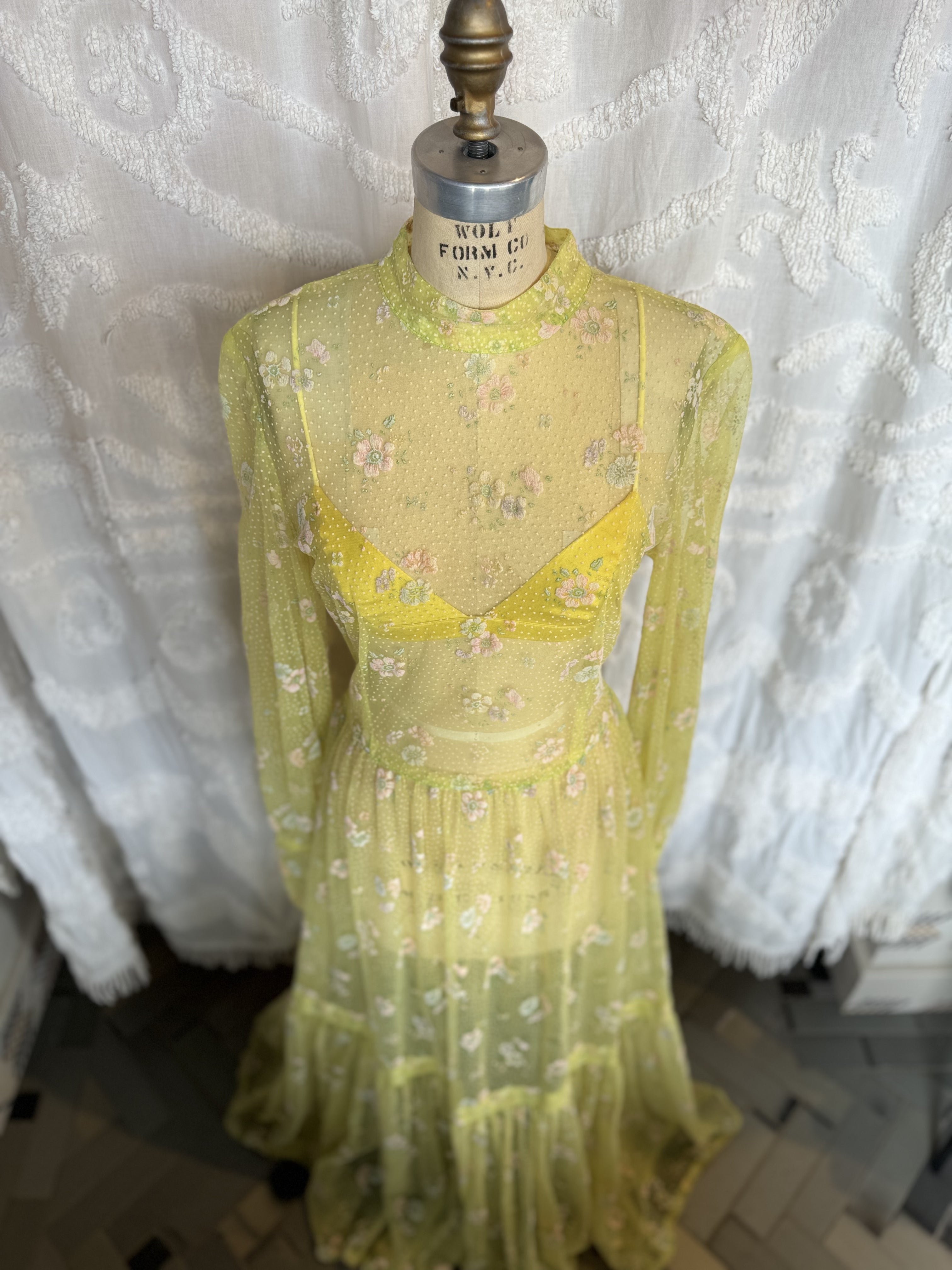 Sheer Yellow Maxi Garden Dress
